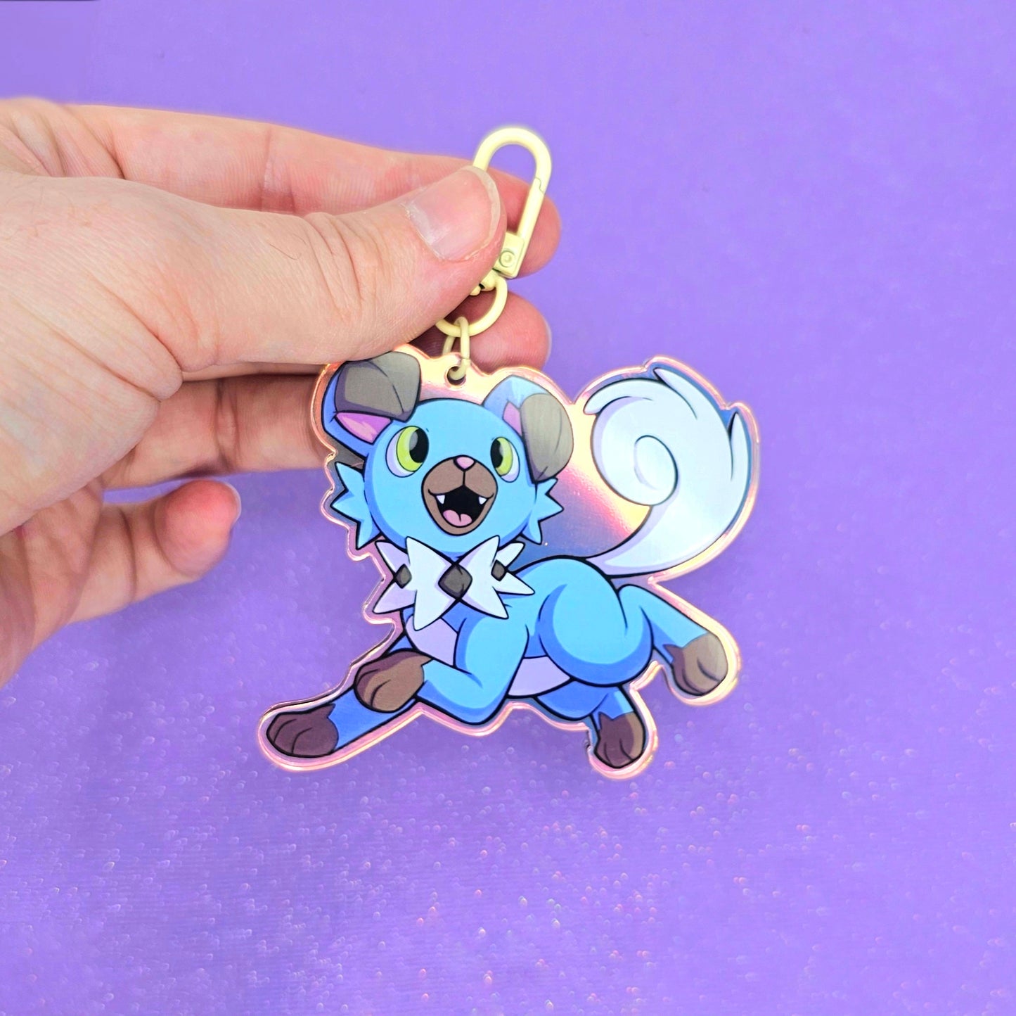 Rockruff 3" Rainbow Acrylic Keychain