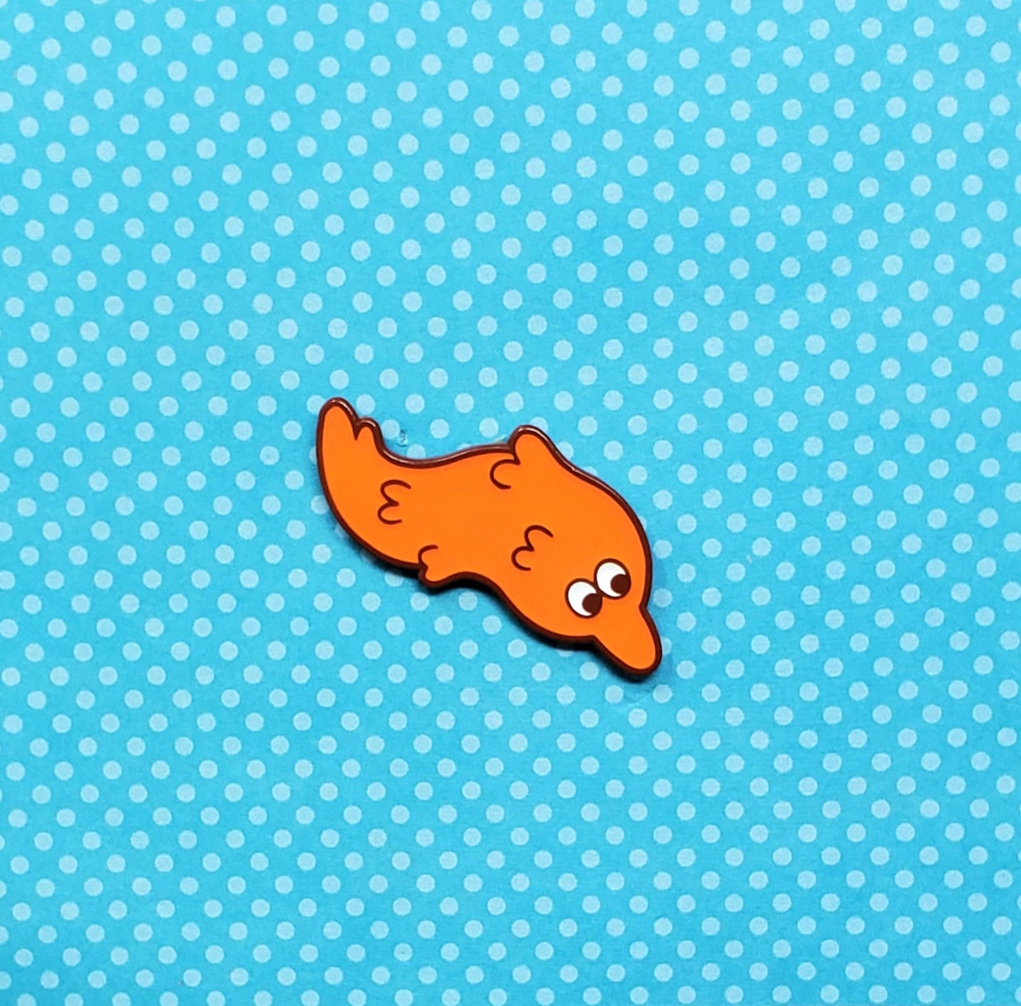 Worm on a String 1.5" Dyed Metal Enamel Pin