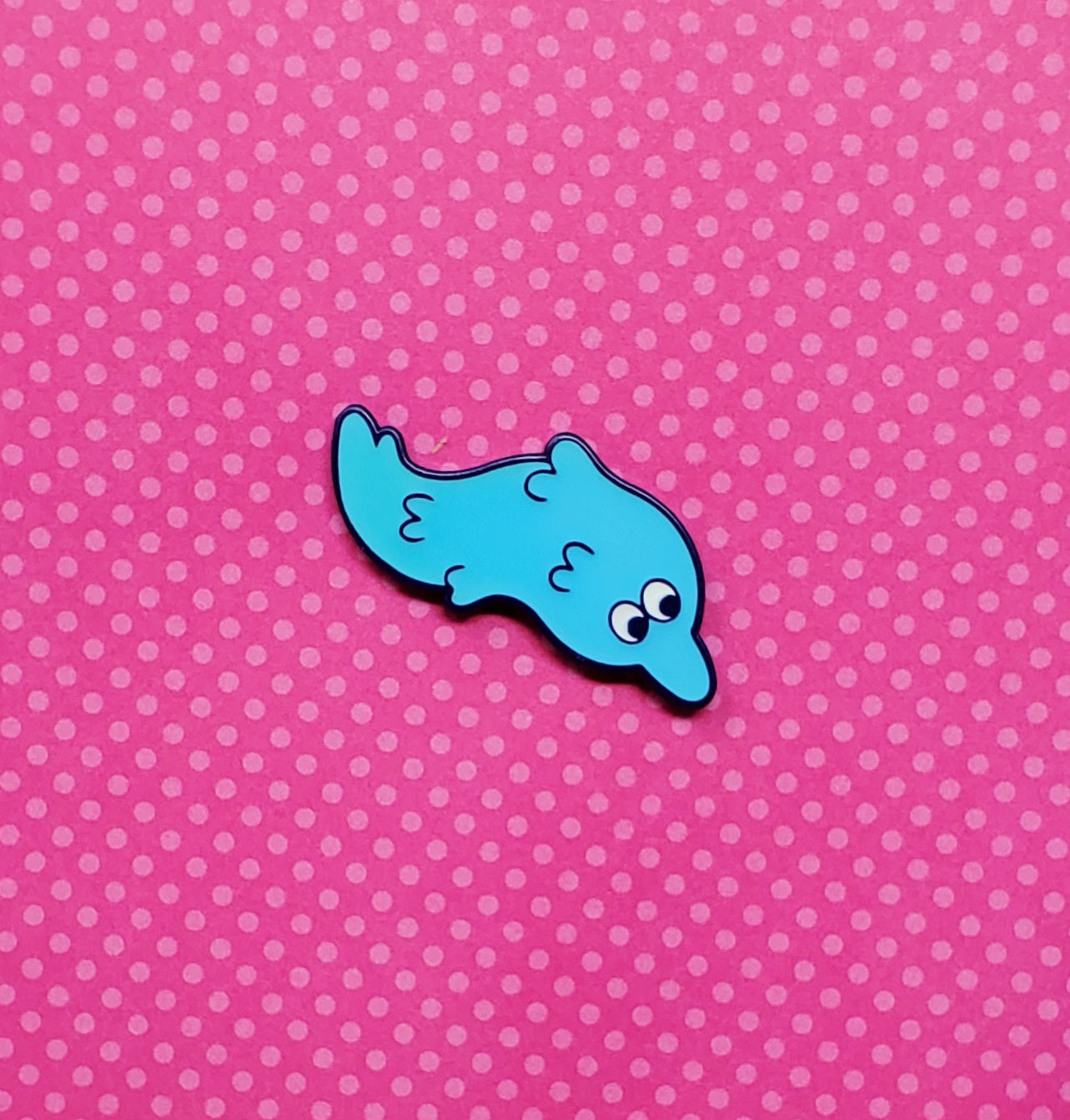 Worm on a String 1.5" Dyed Metal Enamel Pin