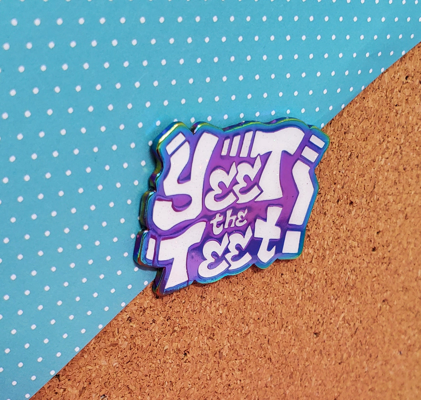 Yeet the Teet Trans Nonbinary Pride 1.75" Rainbow Metal Enamel Pin
