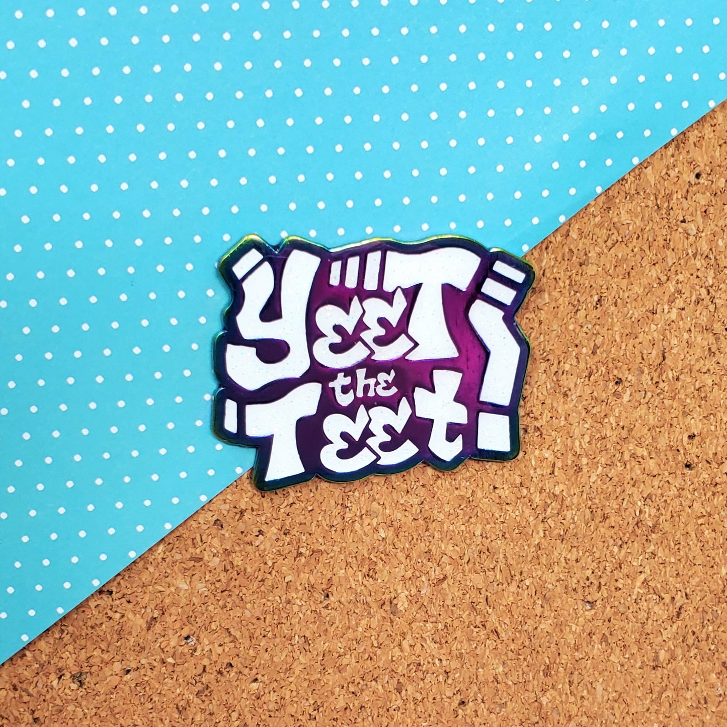 Yeet the Teet Trans Nonbinary Pride 1.75" Rainbow Metal Enamel Pin