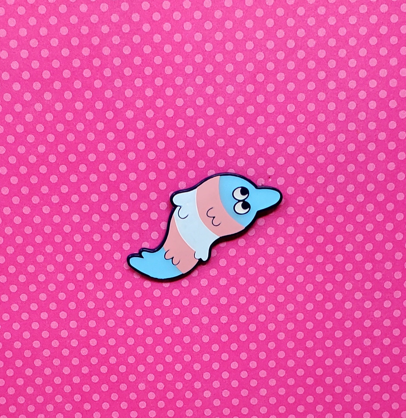 Worm on a String 1.5" Dyed Metal Enamel Pin