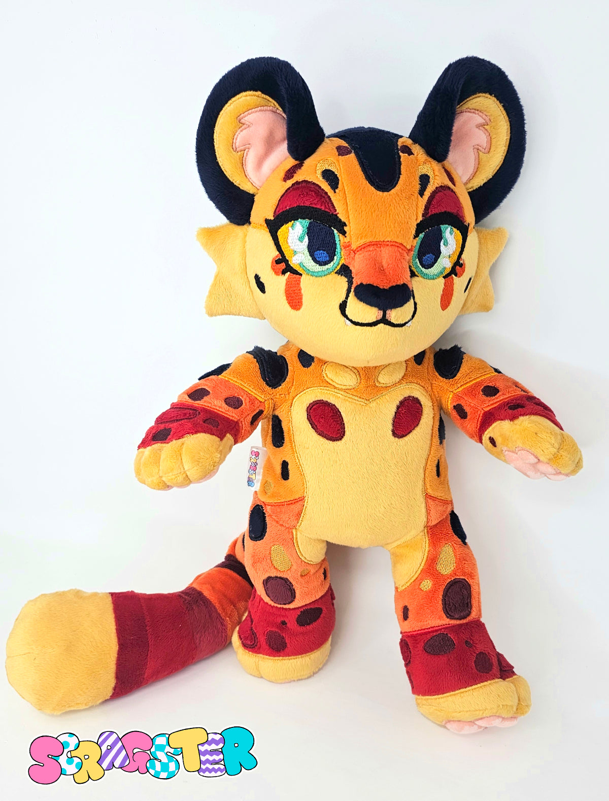 Handmade Flaming Hot Cheetah Teddy Plush Adoptable