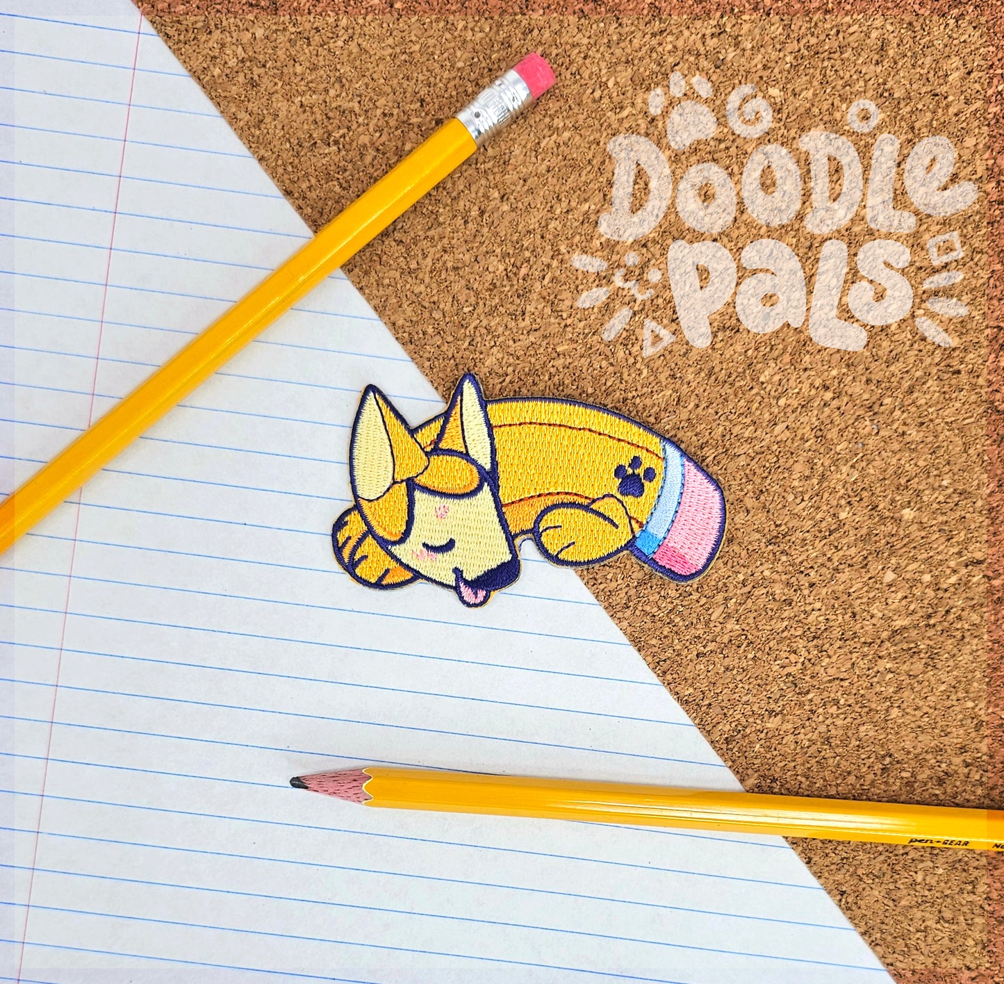 Doodle Pals Pencil Puppy Iron On Patch