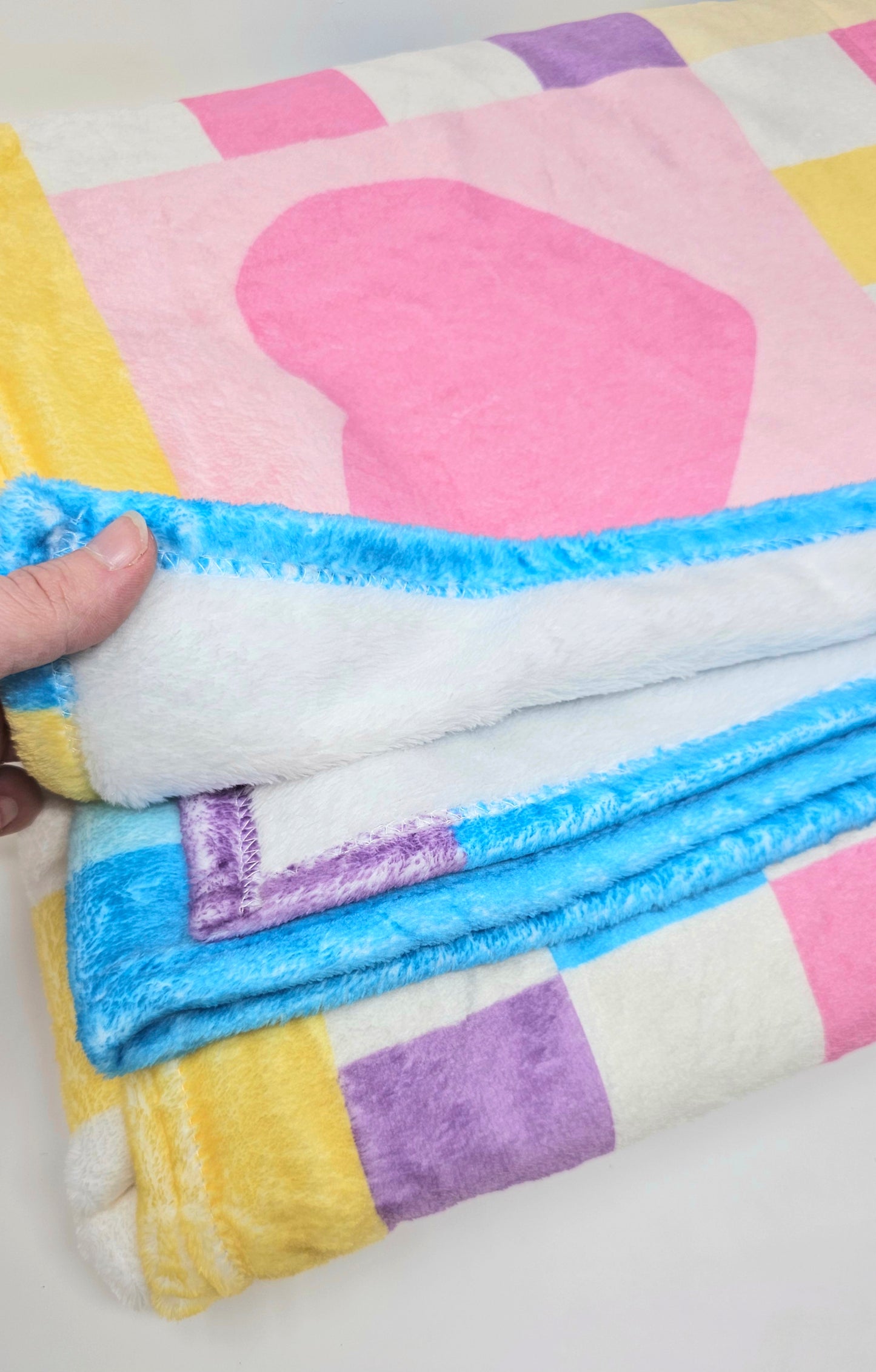 Colorful Blocked Shapes Fuzzy Blanket