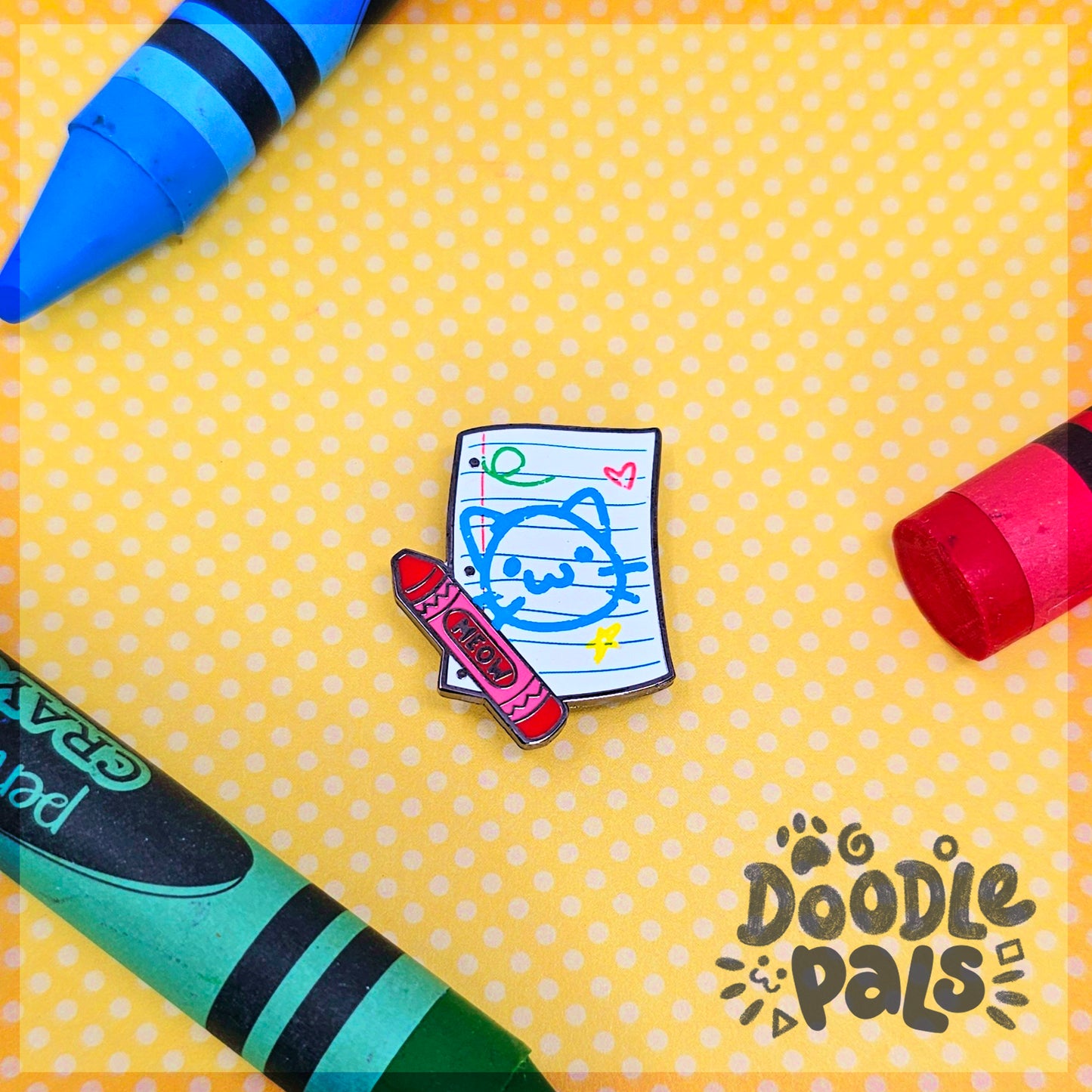Doodle Pals Crayon Kitty Hard Enamel Pin