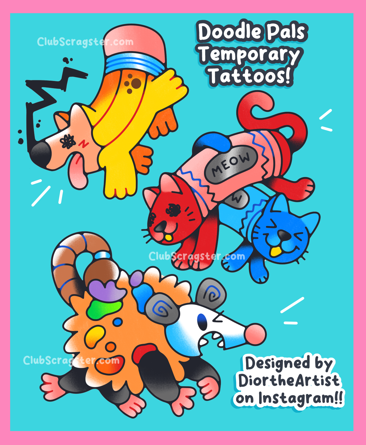 Doodle Pals Temporary Tattoo Set PREORDER