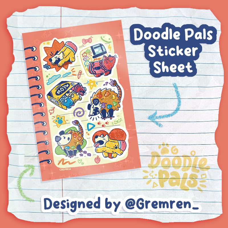 Doodle Pals Holo Vinyl Sticker Sheet