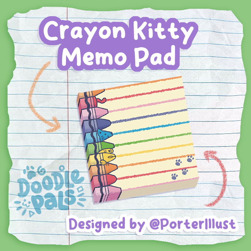 Doodle Pals Crayon Kitty Memo Pad