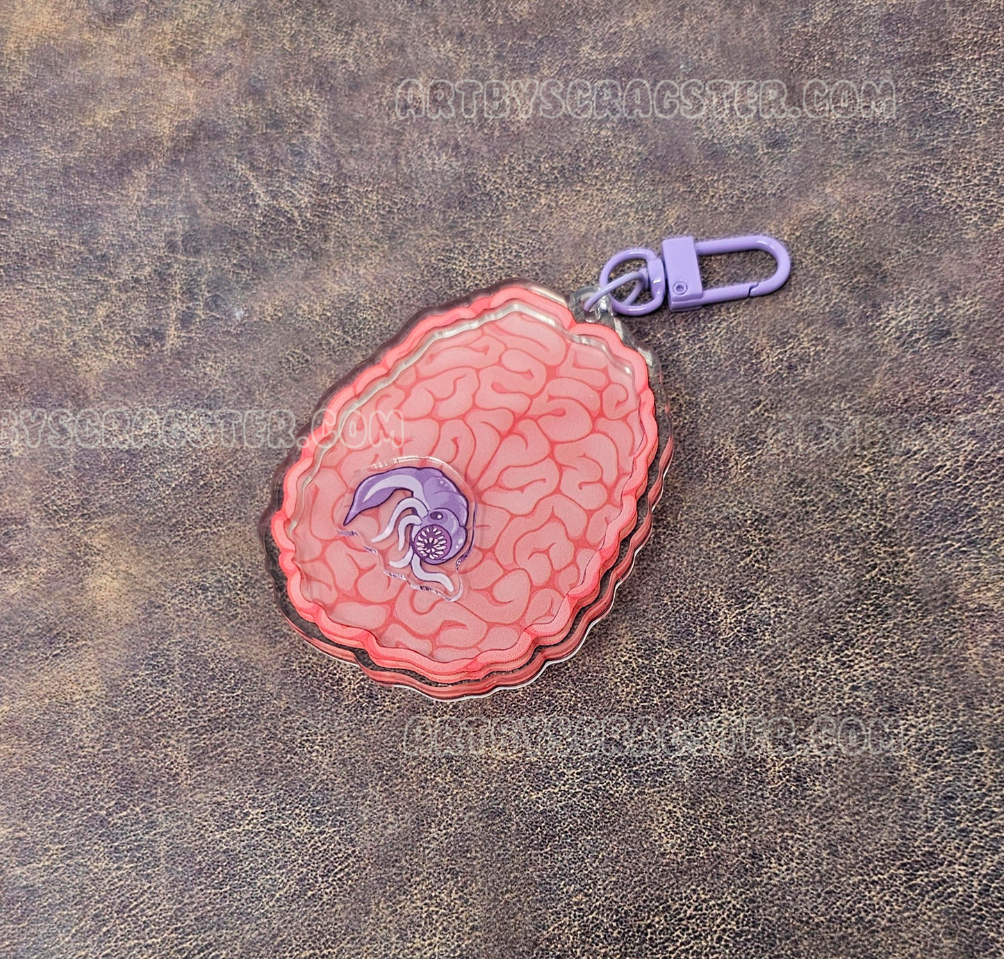 Illithid Mind Flayer Tadpole Brain 3" Acrylic Shaker Keychain