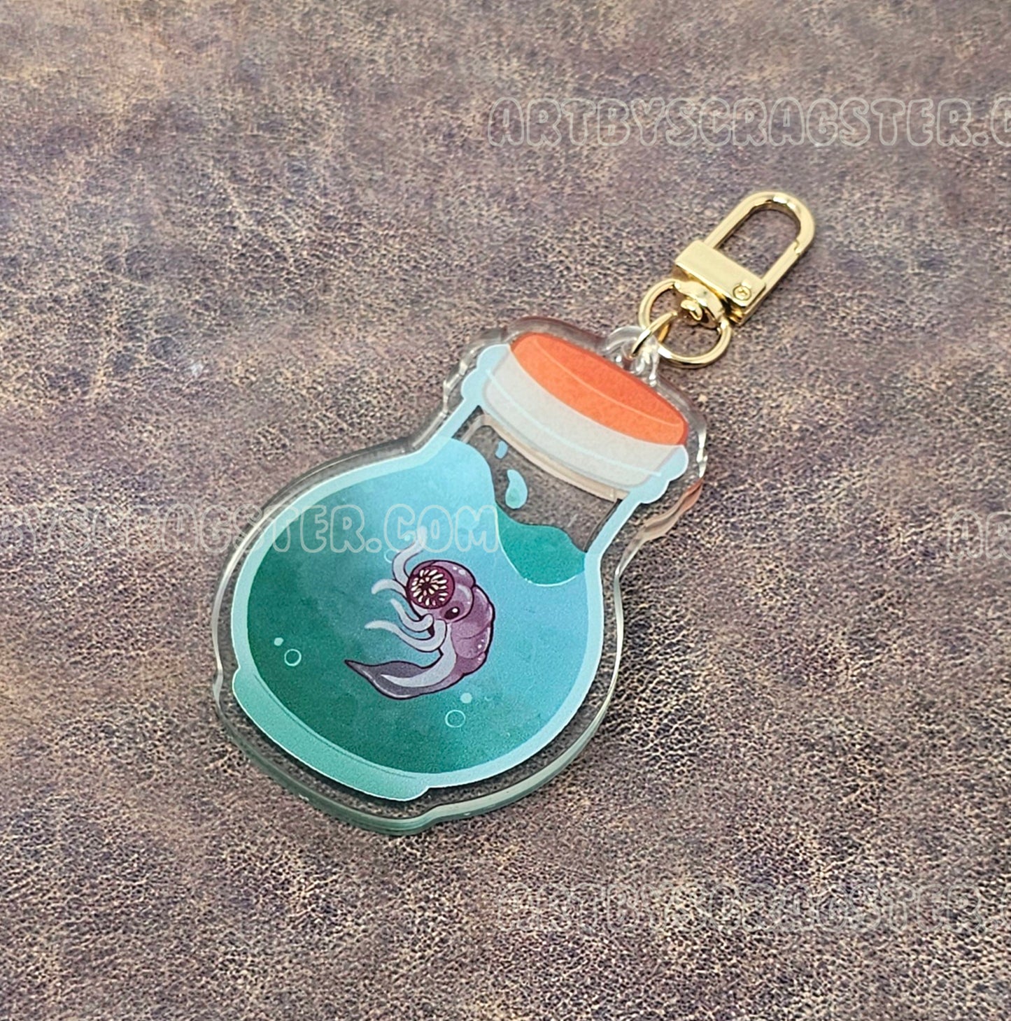Illithid Mind Flayer Tadpole Specimen 3" Acrylic Shaker Keychain