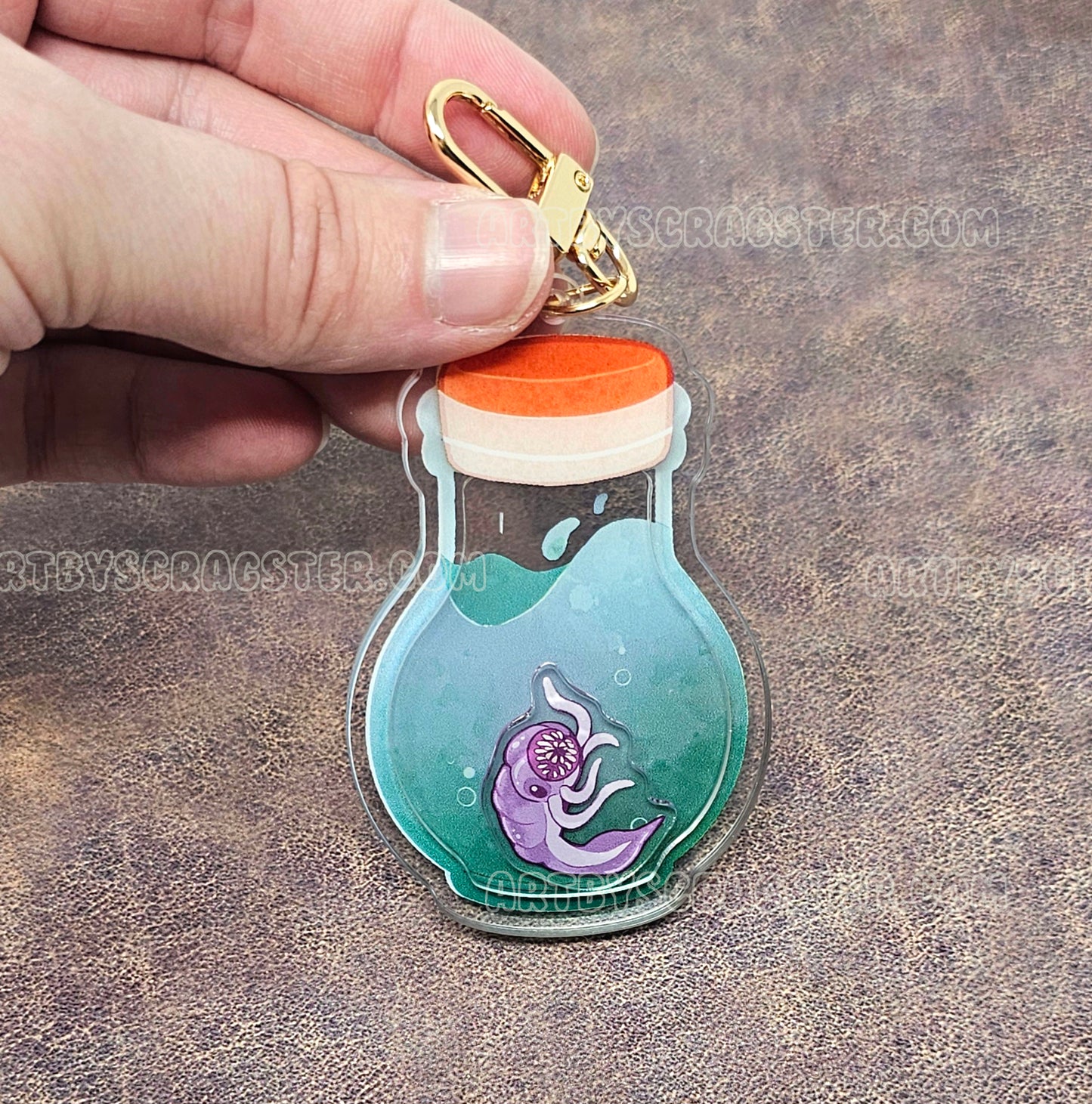 Illithid Mind Flayer Tadpole Specimen 3" Acrylic Shaker Keychain