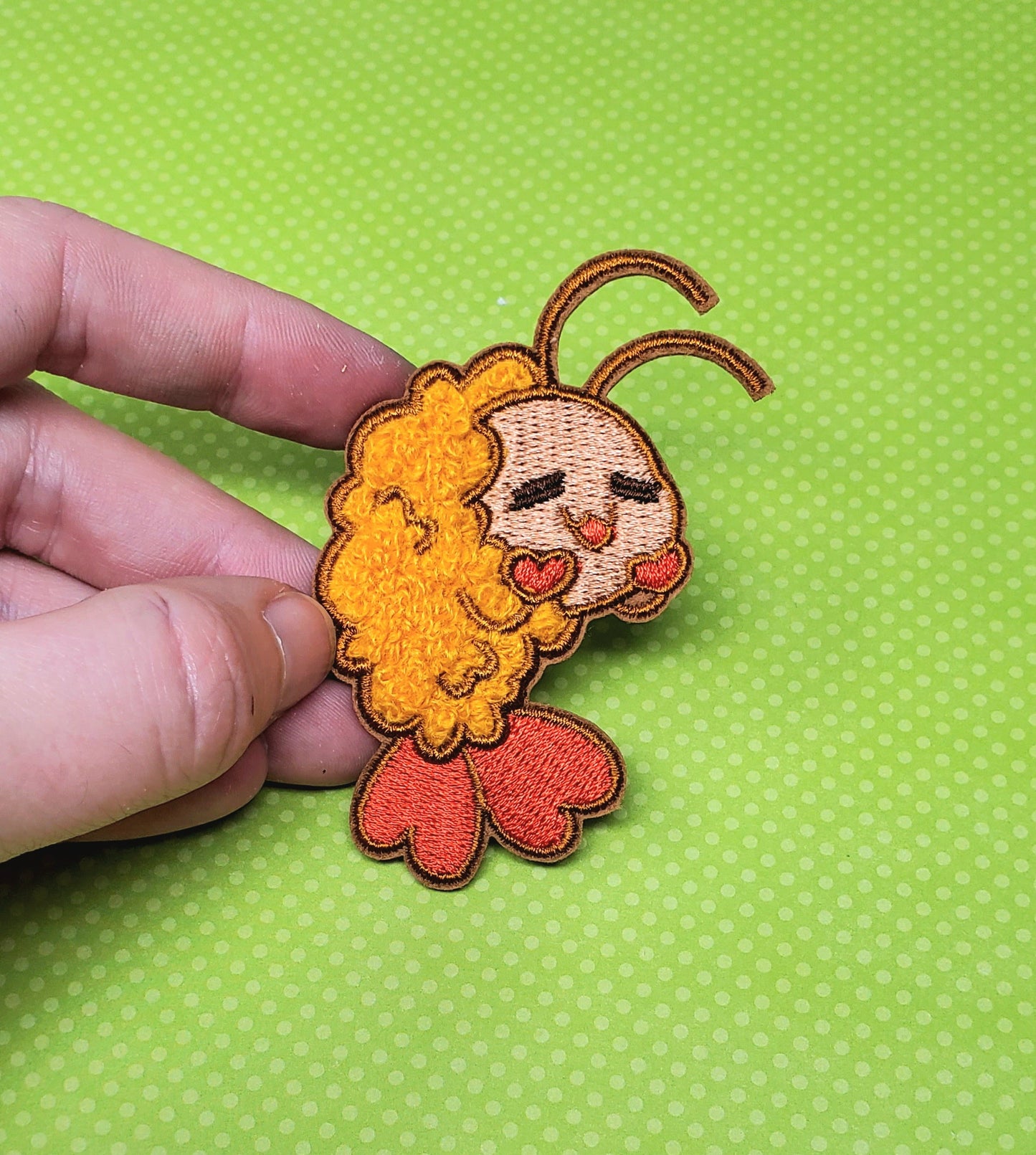 Lil Shrimp Marimo and Tempura Iron On Fuzzy Chenille Patch