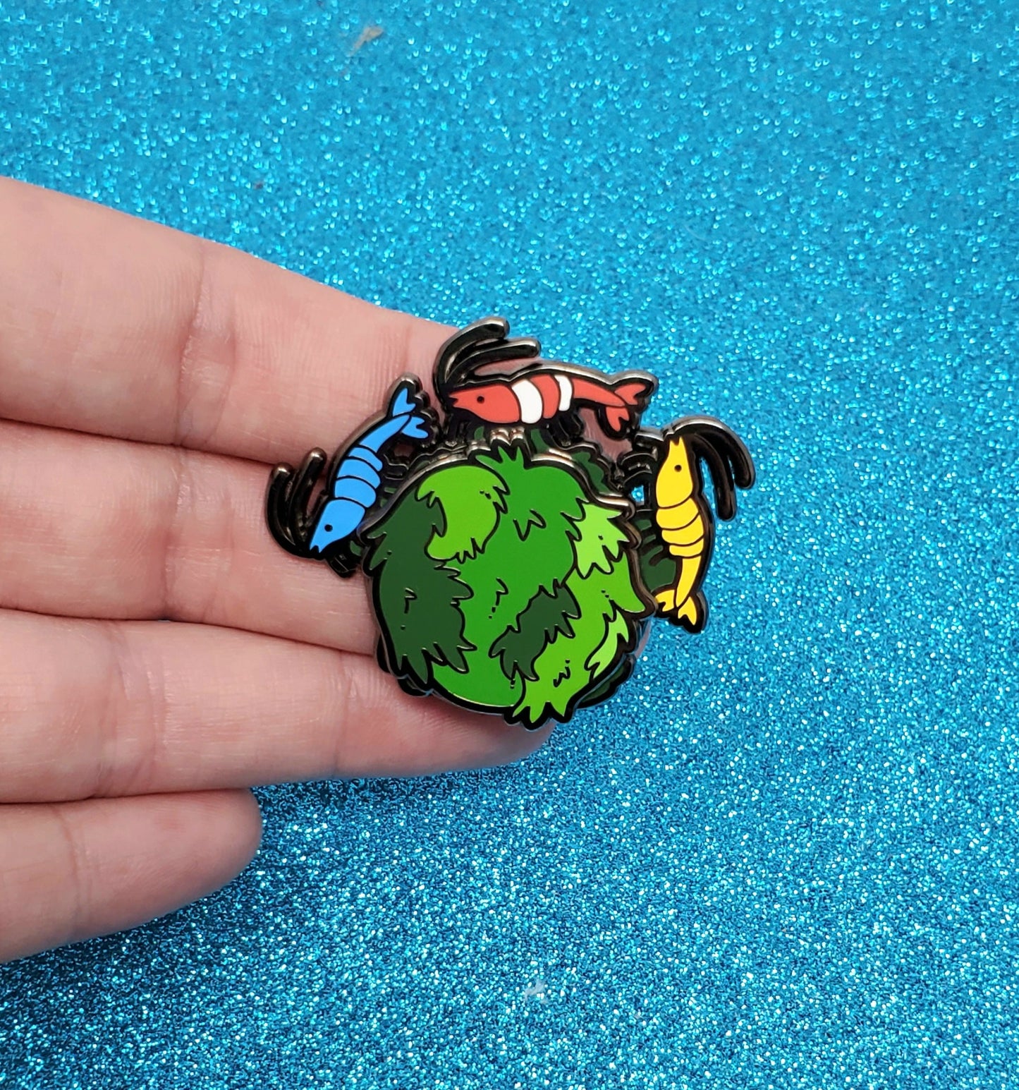 Shrimp Marimo Ball Hard Enamel Spinner Pin