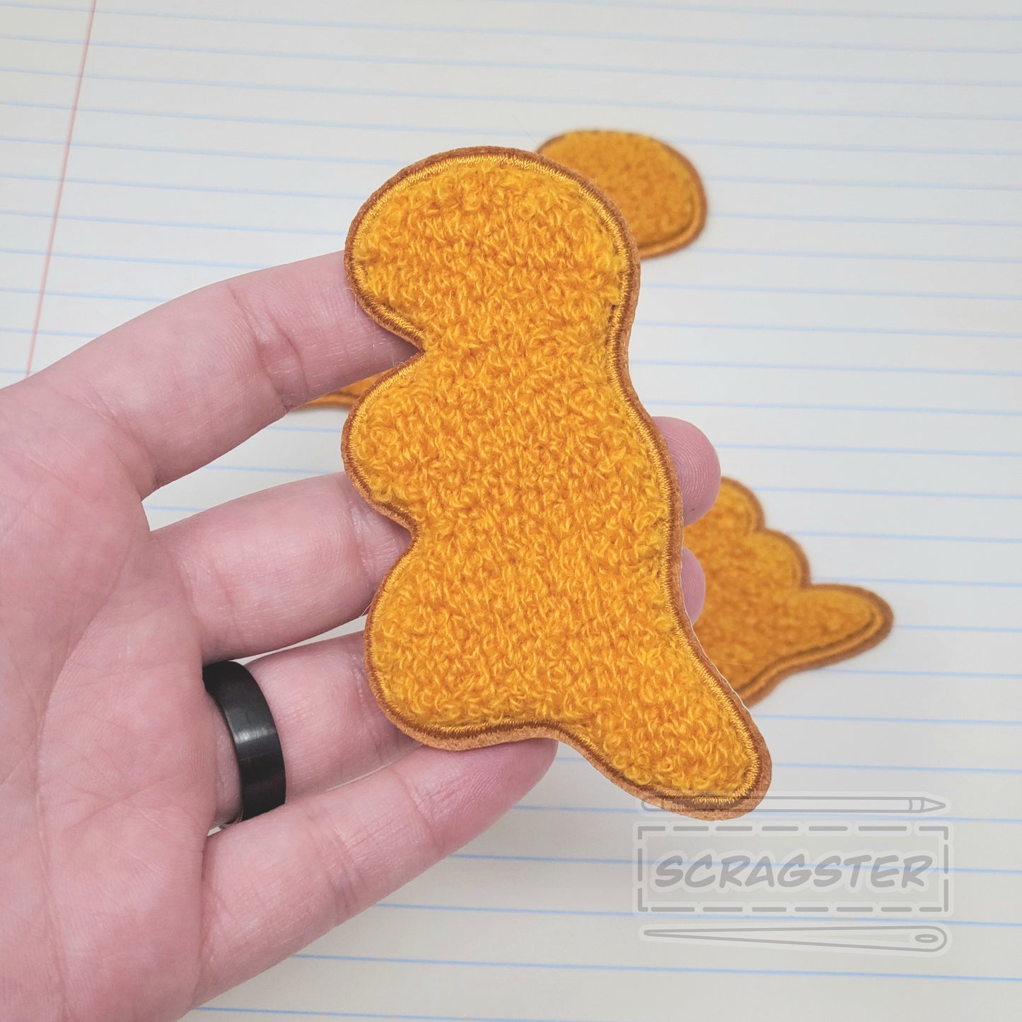 Dino Nuggies Iron On Fuzzy Chenille Patch