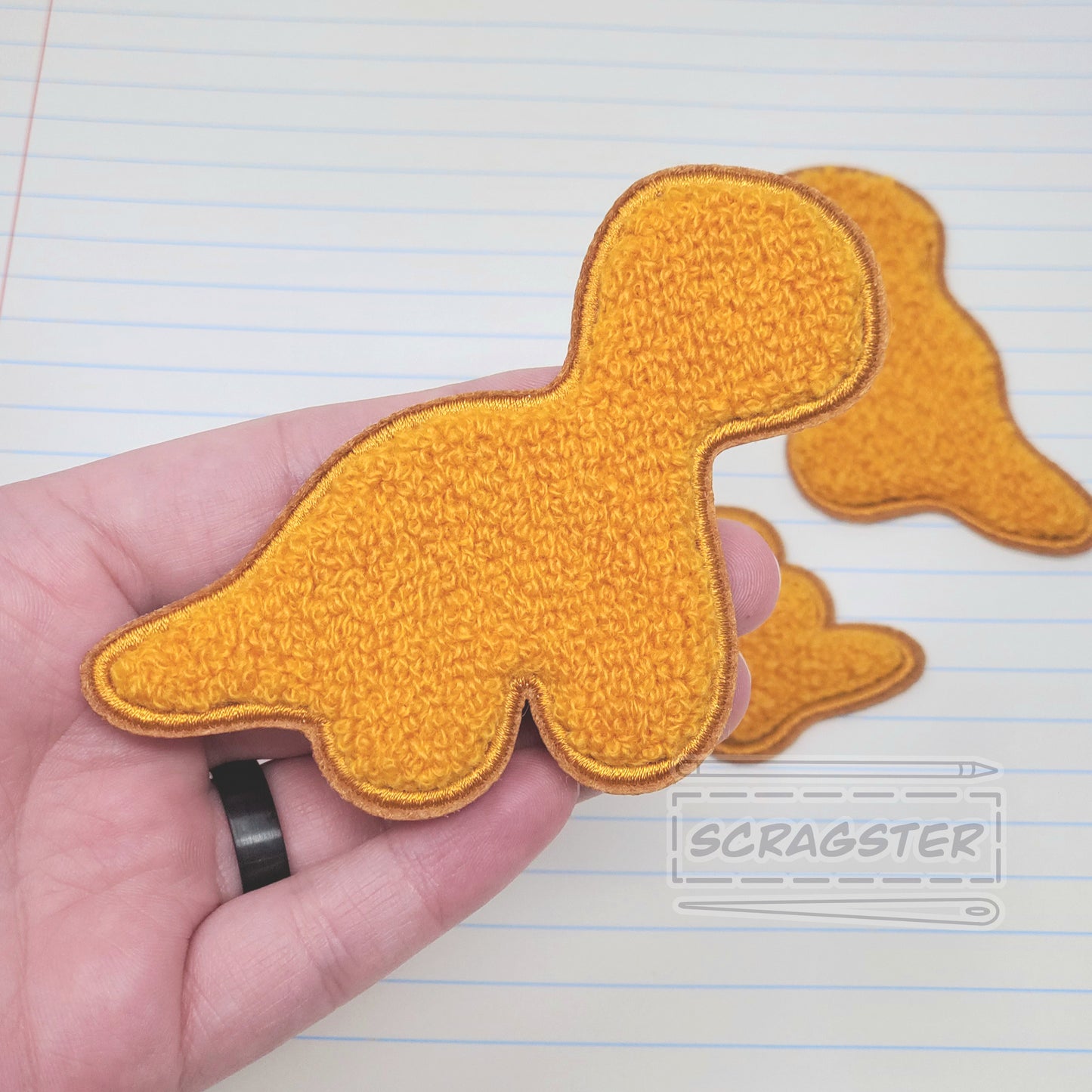 Dino Nuggies Iron On Fuzzy Chenille Patch