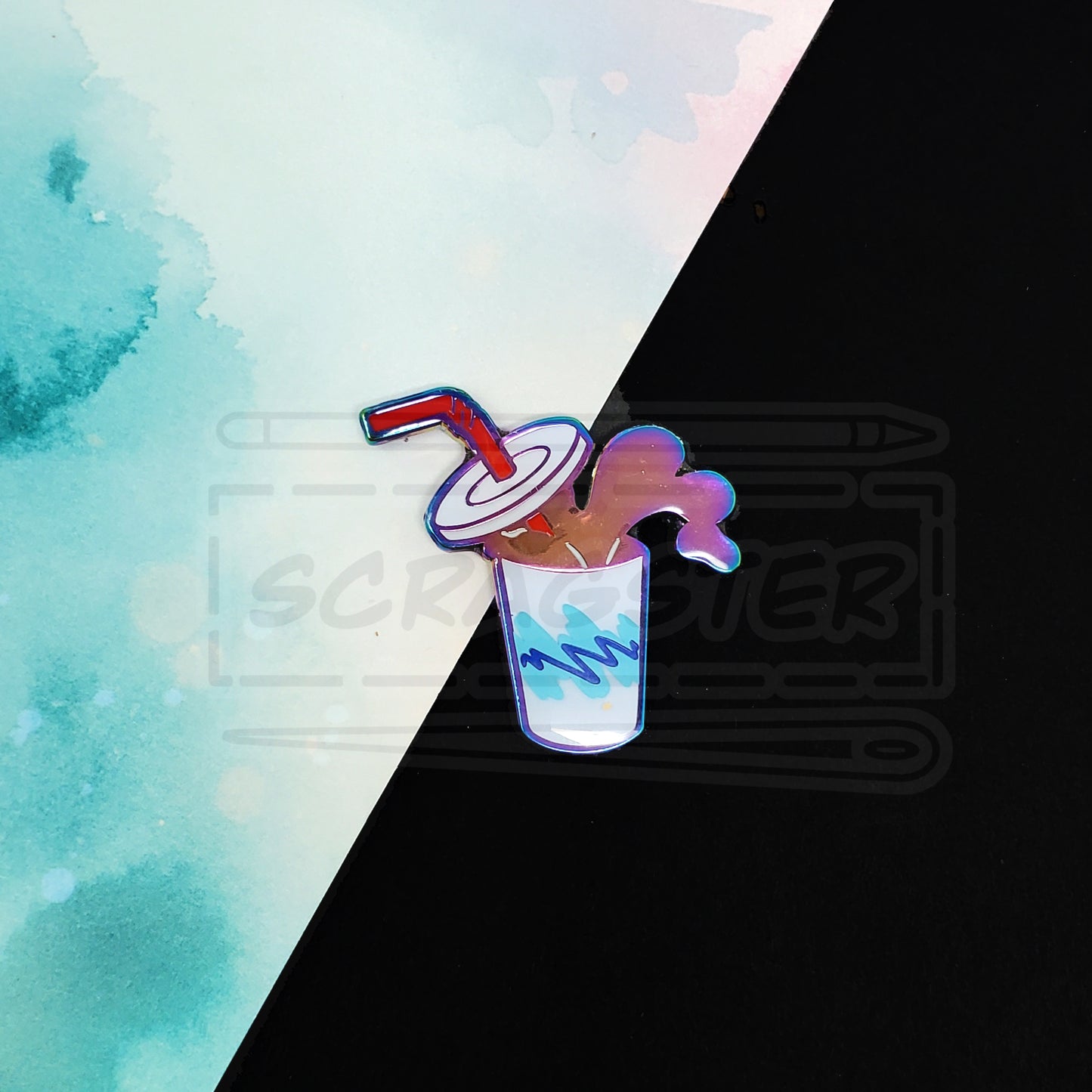 Nostalgic Drink 1.5" Rainbow Metal Enamel Pin