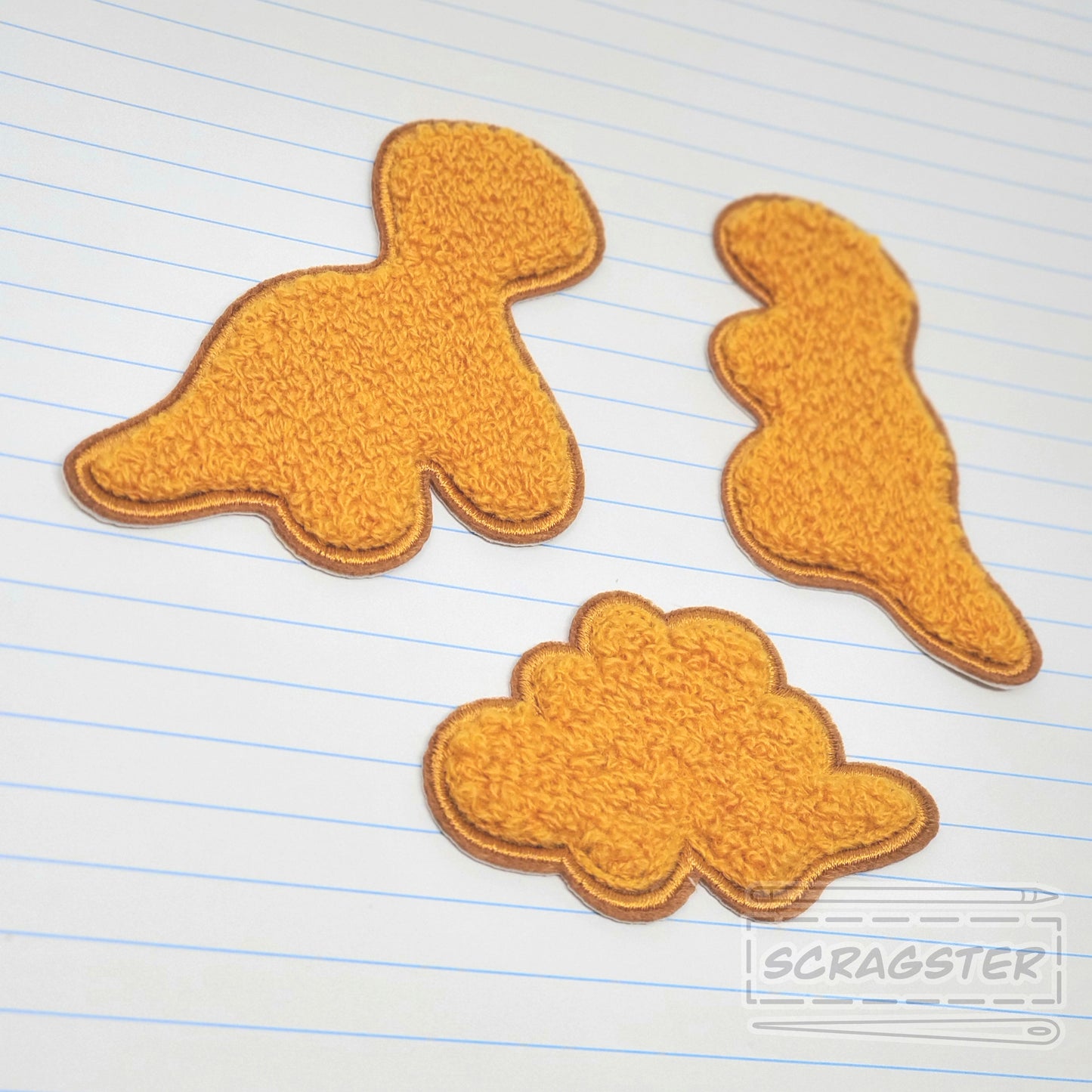 Dino Nuggies Iron On Fuzzy Chenille Patch