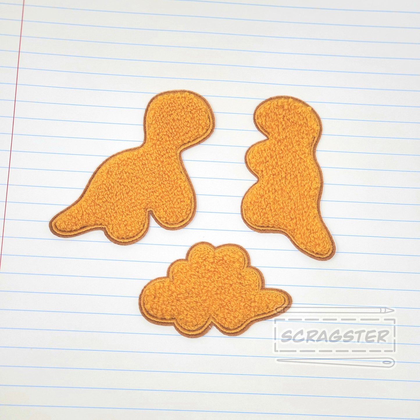 Dino Nuggies Iron On Fuzzy Chenille Patch