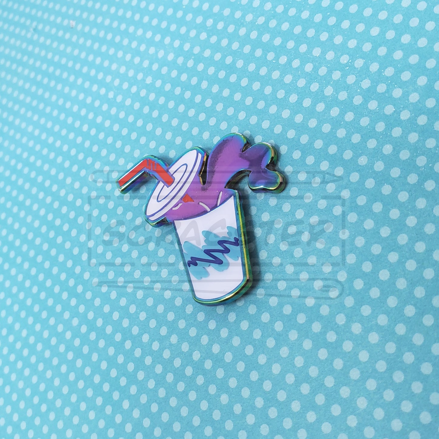 Nostalgic Drink 1.5" Rainbow Metal Enamel Pin