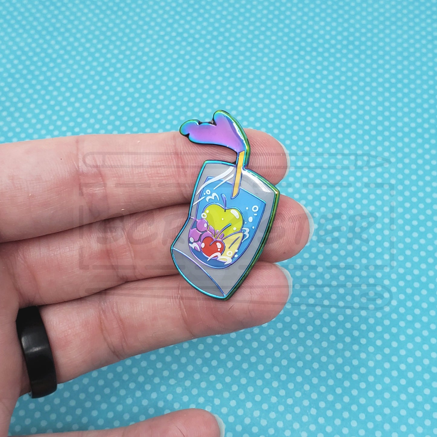 Nostalgic Drink 1.5" Rainbow Metal Enamel Pin
