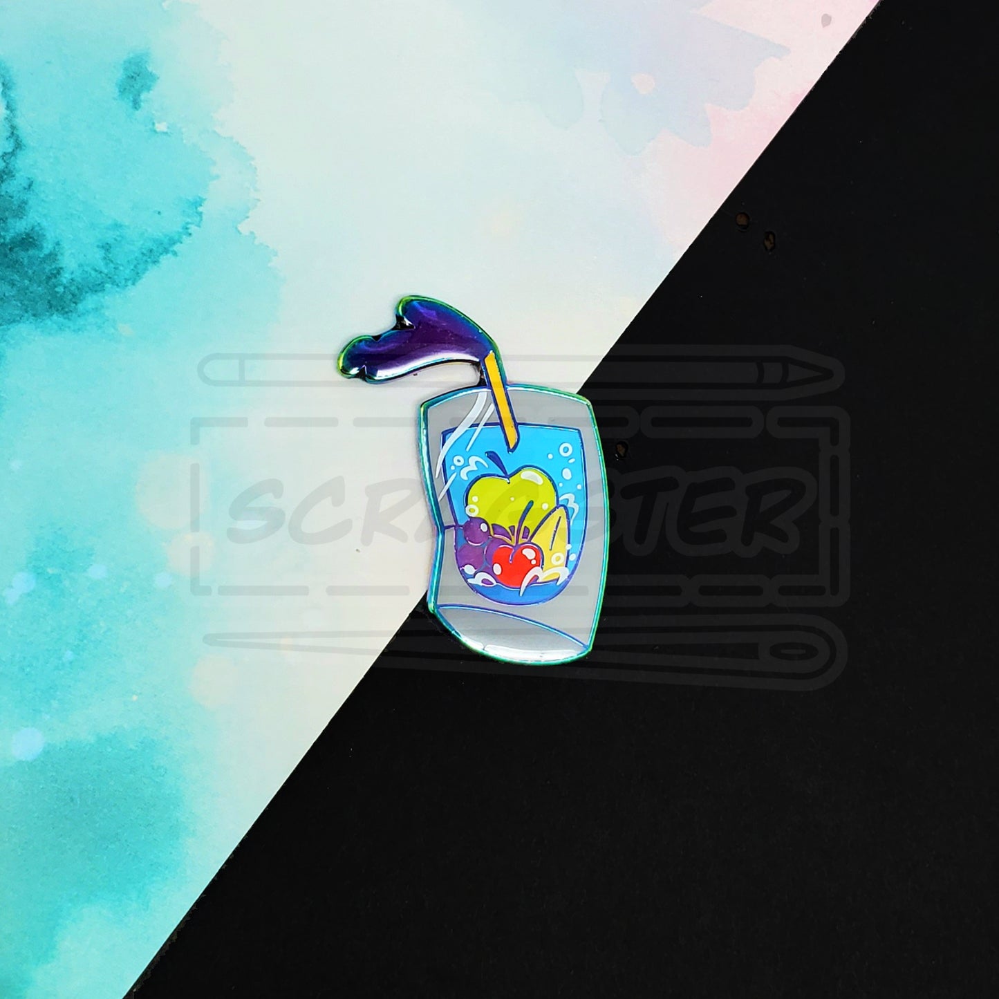 Nostalgic Drink 1.5" Rainbow Metal Enamel Pin