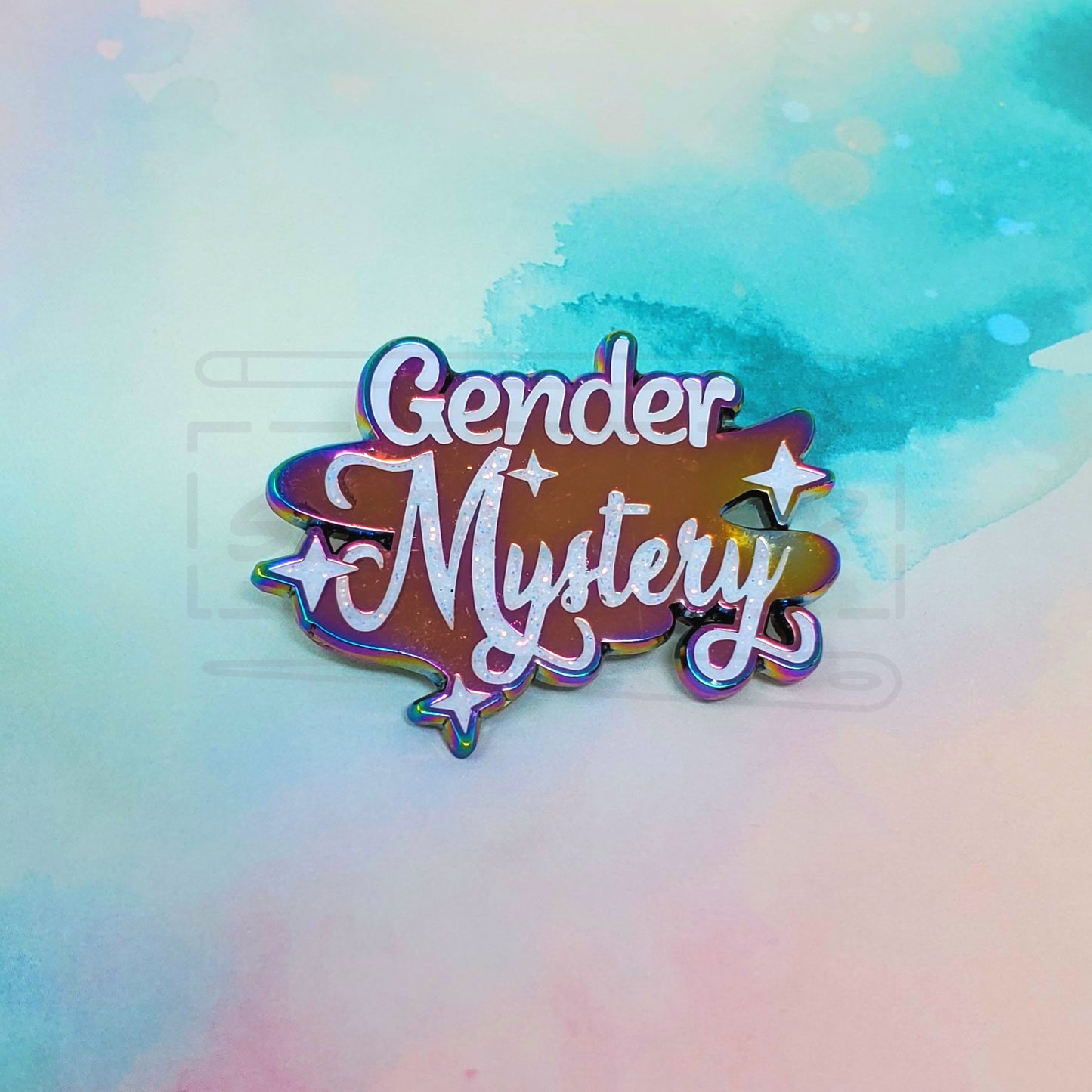 Gender Mystery Trans Nonbinary Pride 1.75" Rainbow Metal Enamel Pin