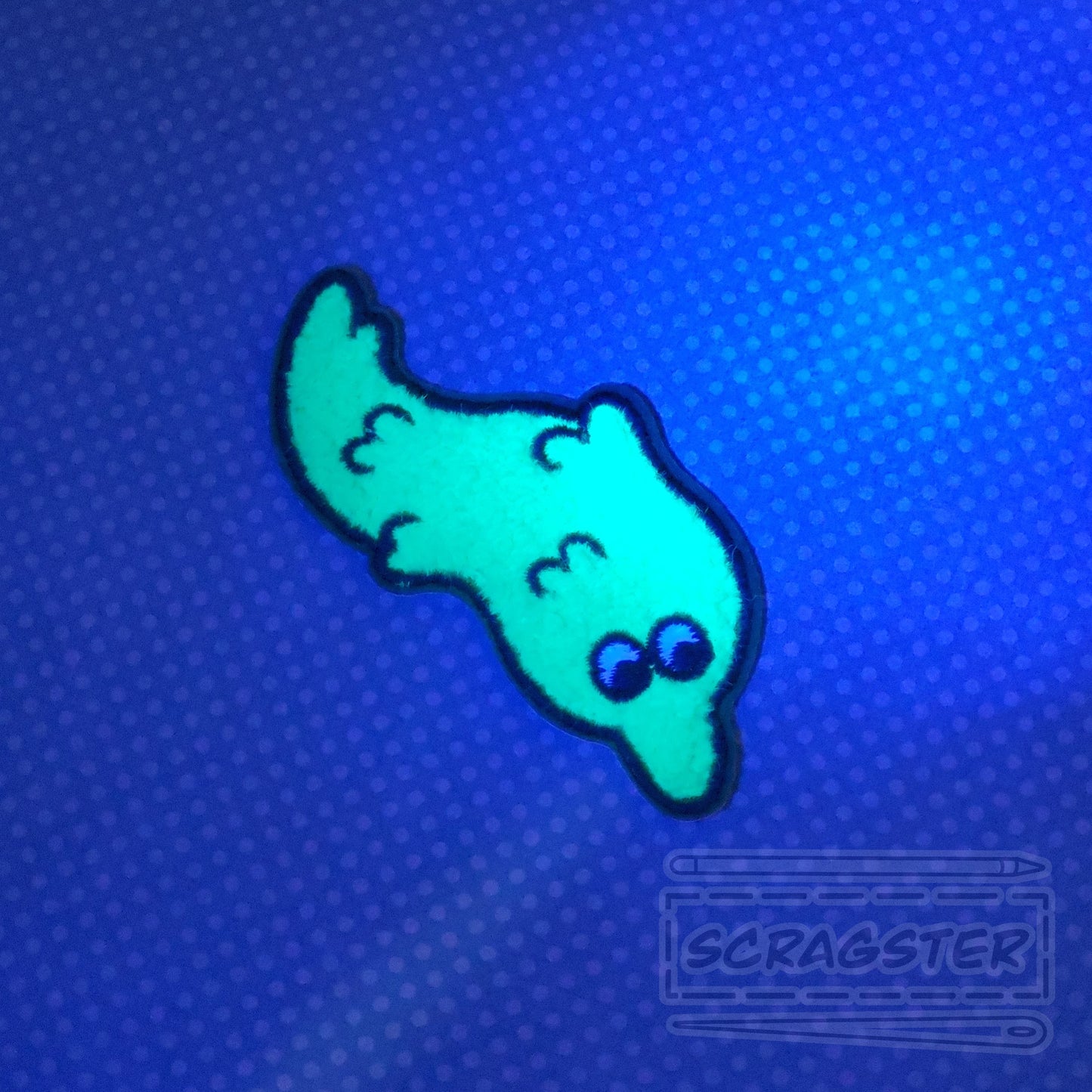 Worm on a String Iron On Fuzzy Chenille Patch