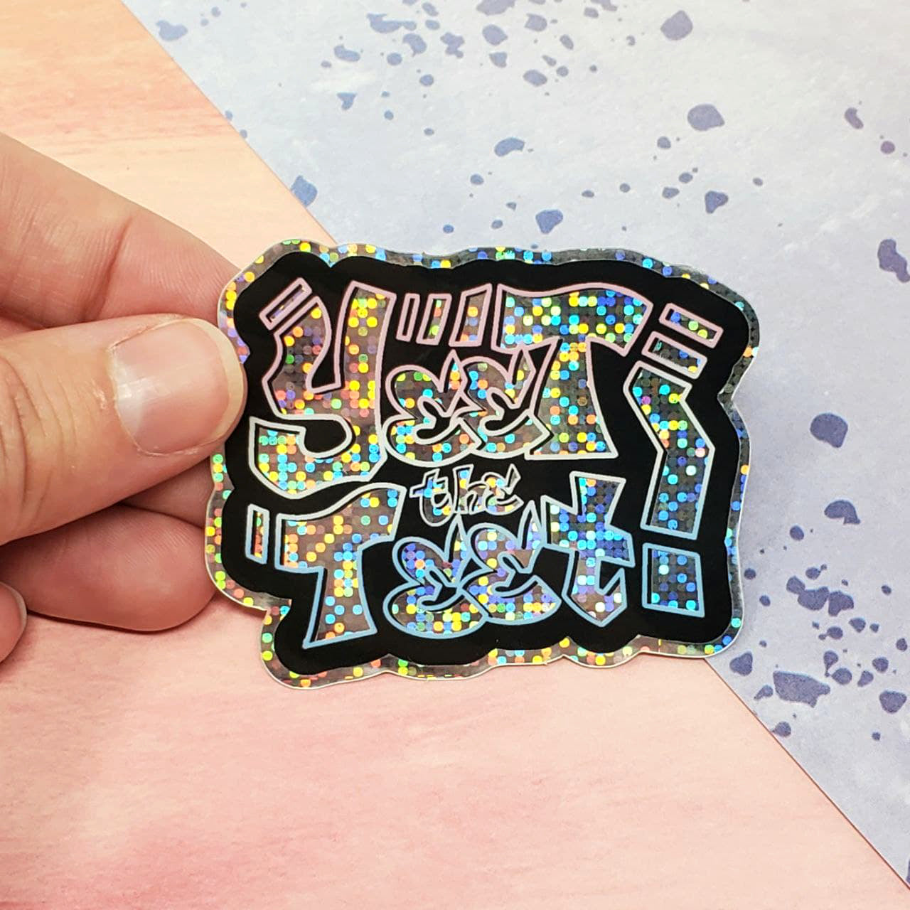 Yeet The Teet! Trans Pride 2.5" Holographic Vinyl Sticker
