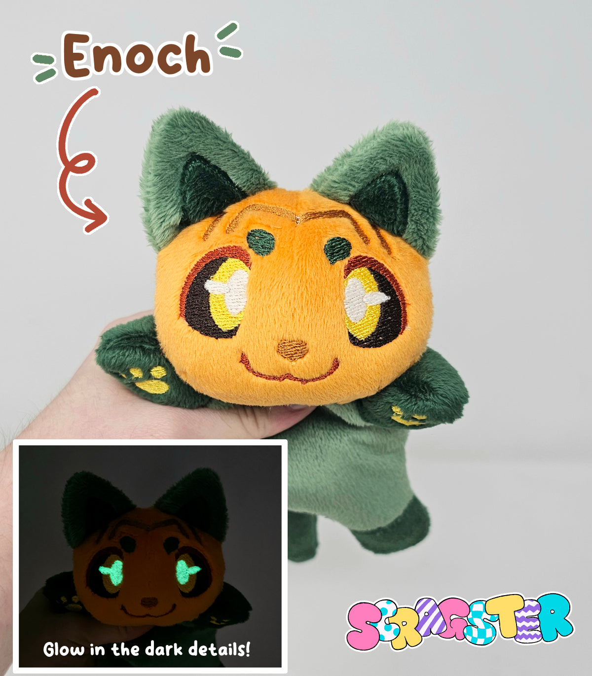 Handmade Spooky Scrap Kitty Beanie Plush
