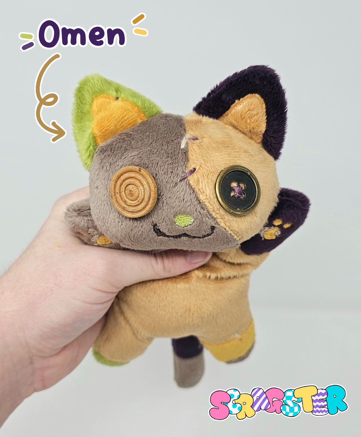 Handmade Spooky Scrap Kitty Beanie Plush