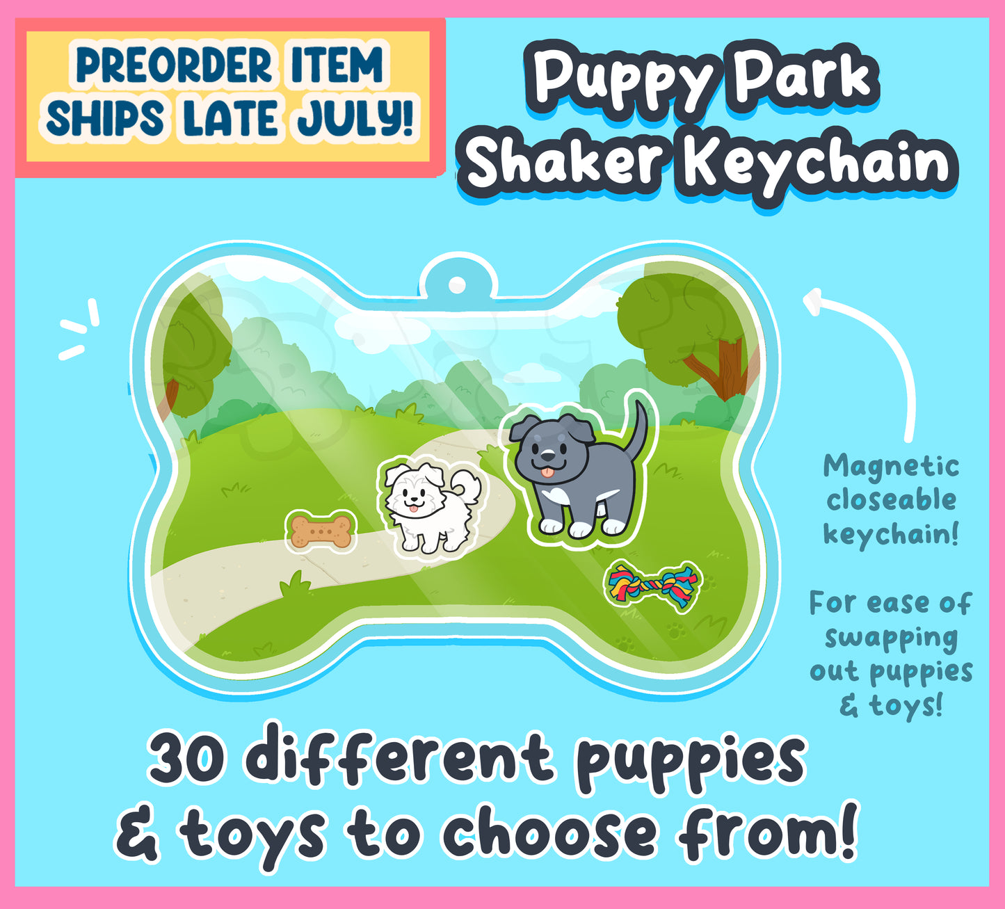 Puppy Park Customizable Shaker Keychain PREORDER