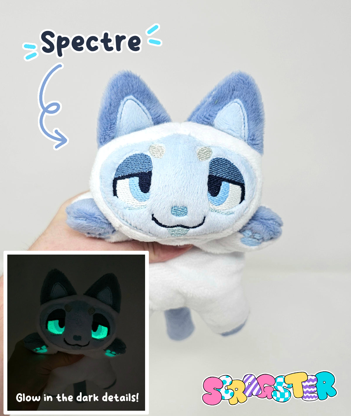 Handmade Spooky Scrap Kitty Beanie Plush