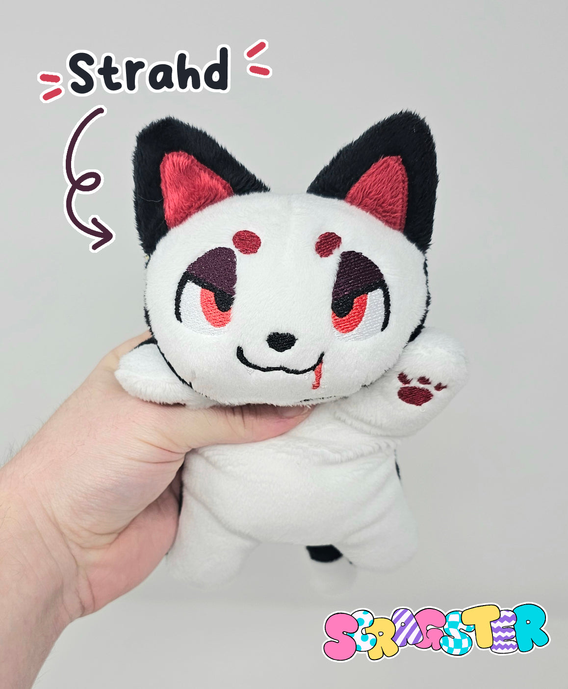 Handmade Spooky Scrap Kitty Beanie Plush