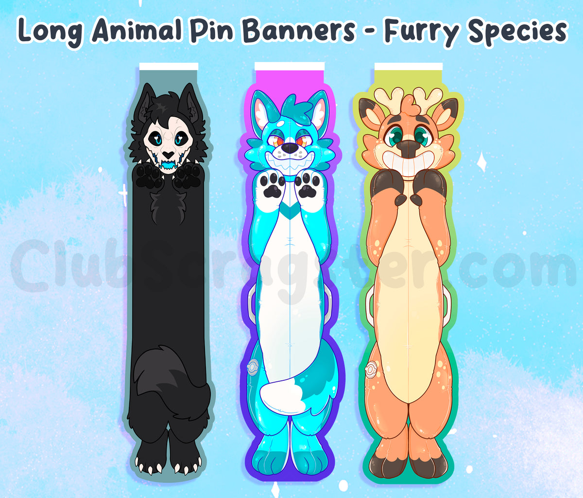 Long Animal Pin Banners Furry Species