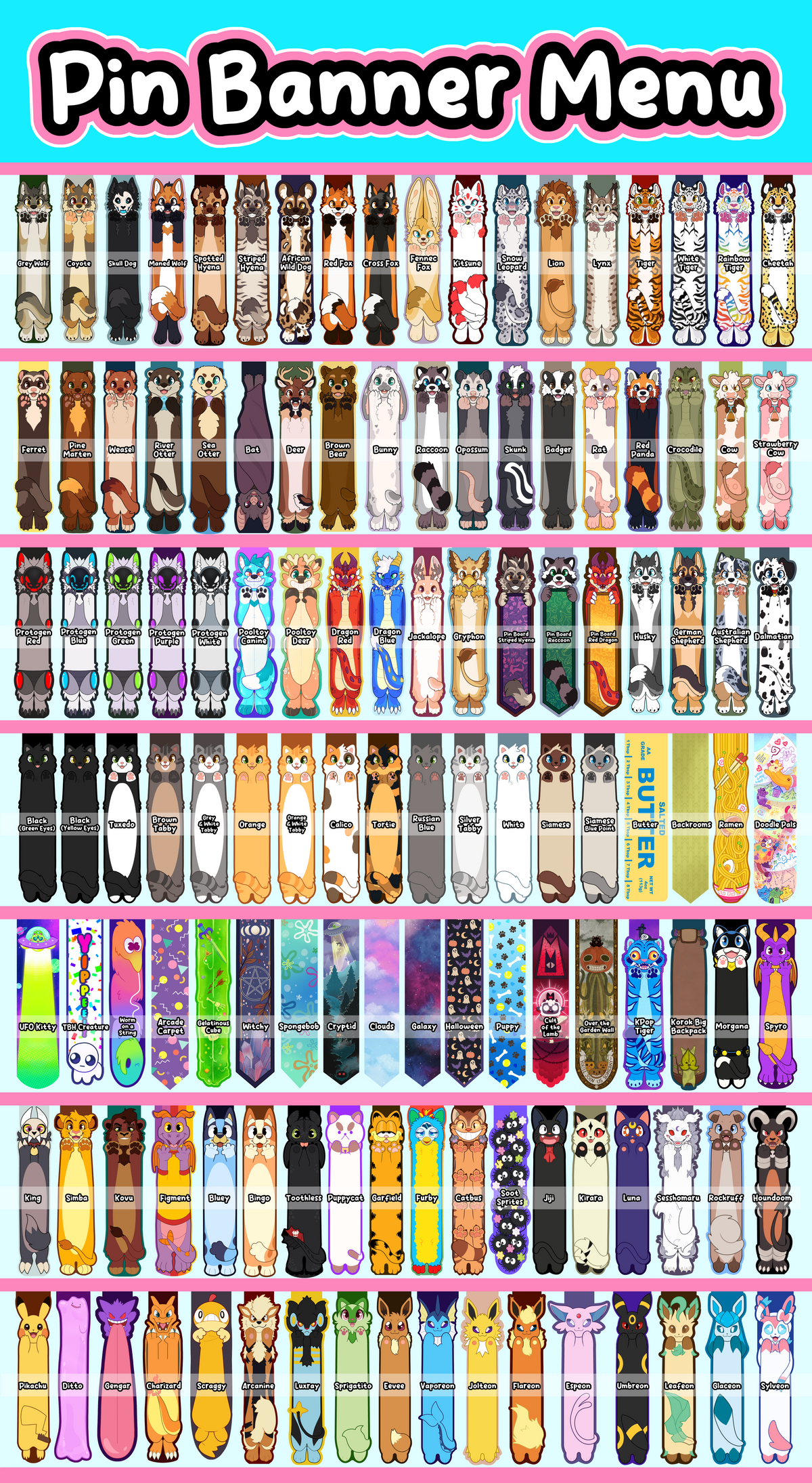 Long Animal Pin Banners Furry Species