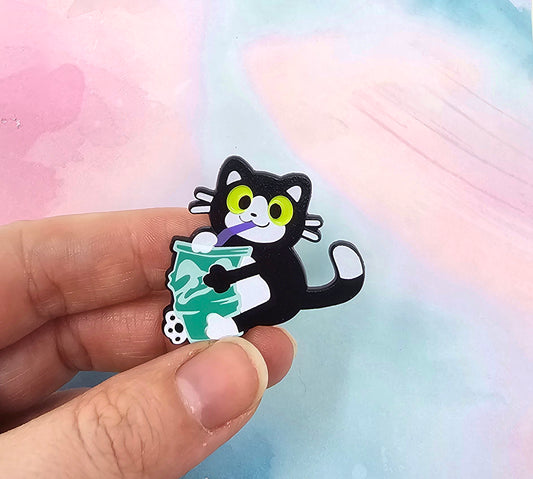 Big Sip Kitty 1.5" Dyed Enamel Pin