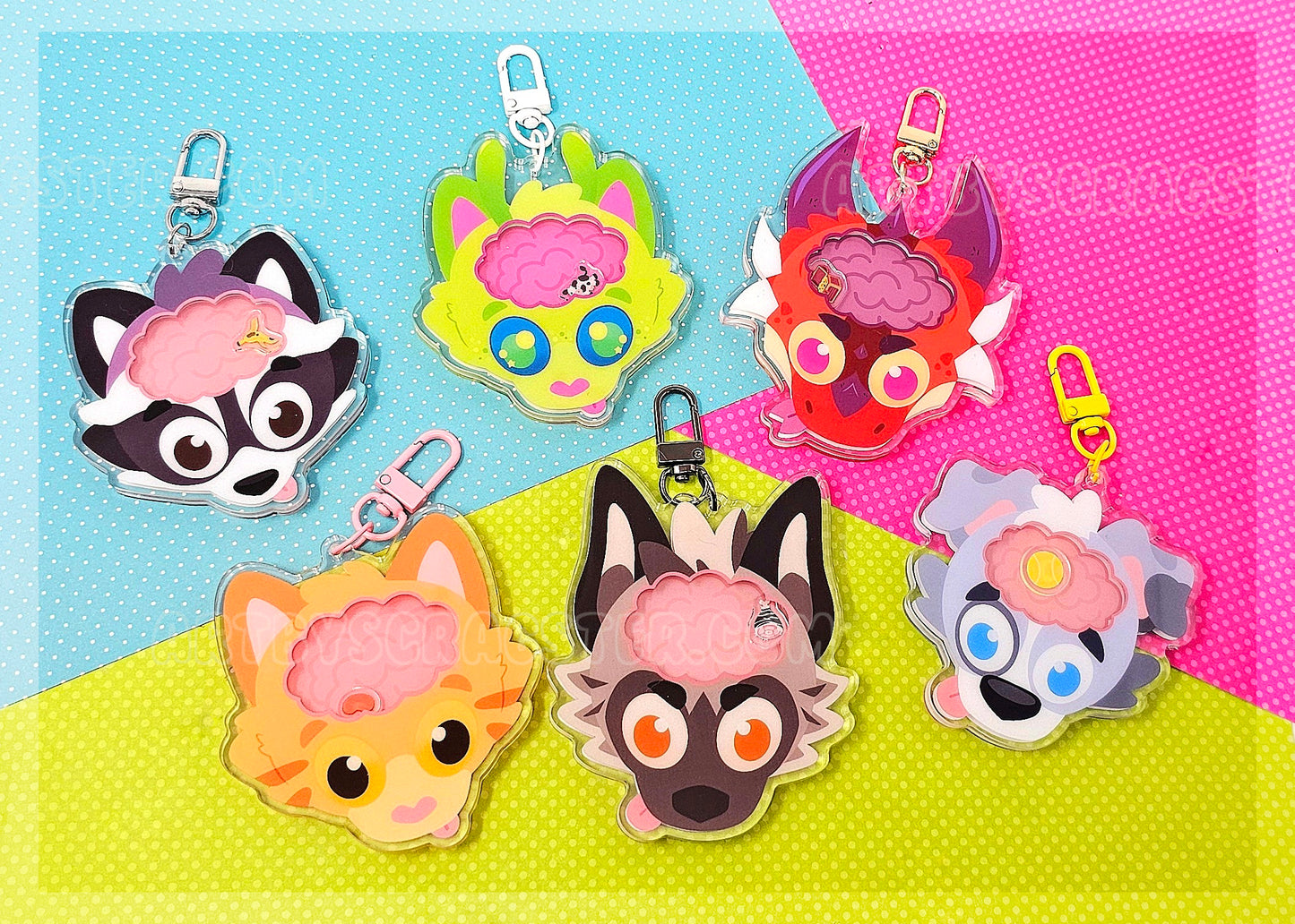 Striped Hyena Braincell 3.5" Acrylic Shaker Keychain