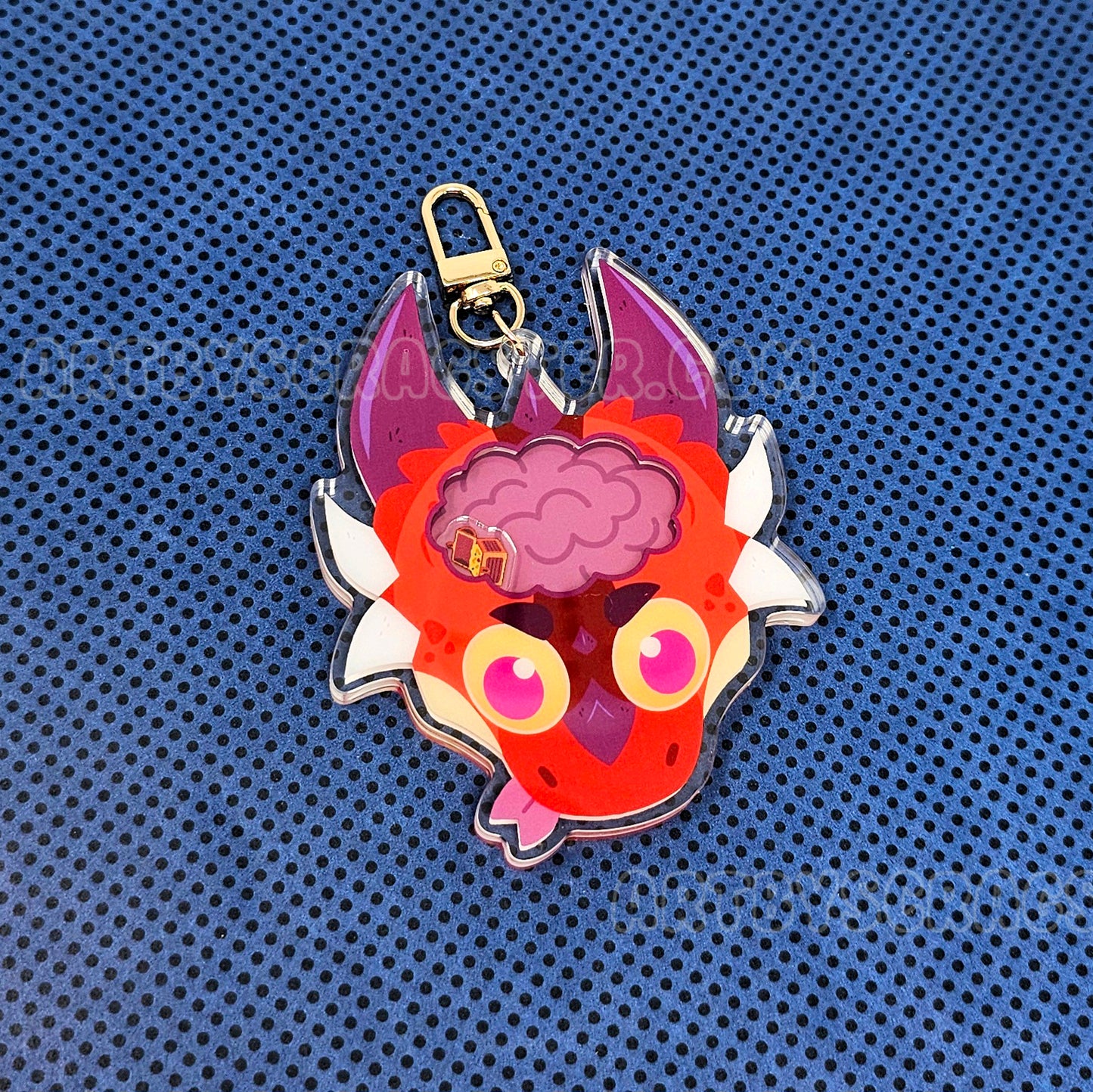 Red Dragon Braincell 3.75" Acrylic Shaker Keychain