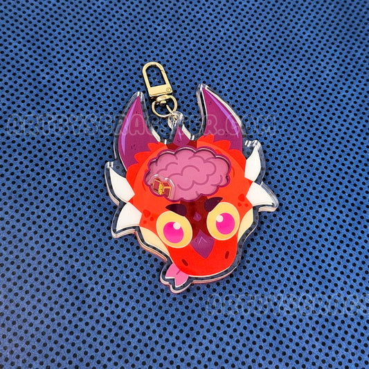 Red Dragon Braincell 3.75" Acrylic Shaker Keychain