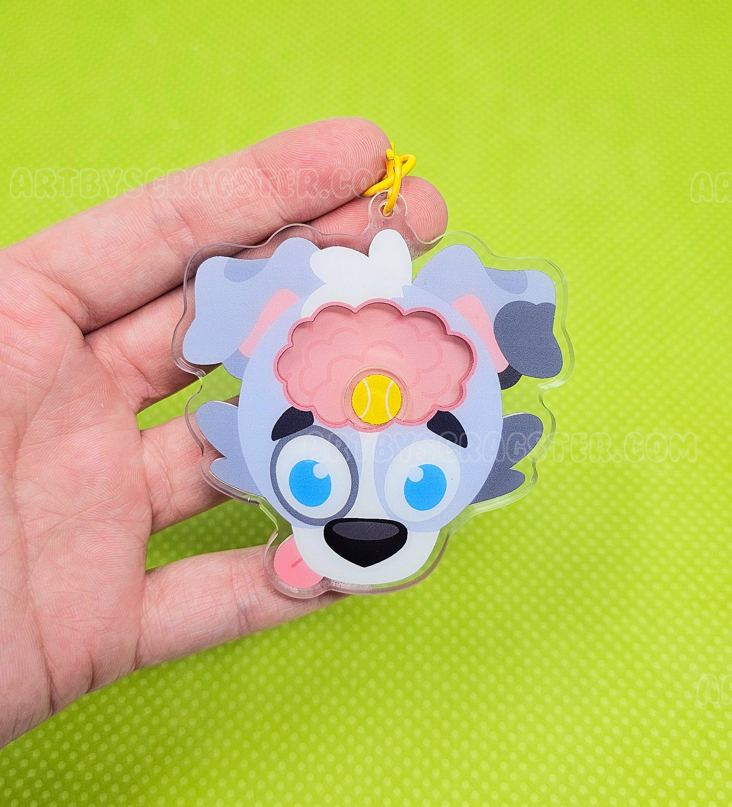 Puppy Dog Braincell 3" Acrylic Shaker Keychain