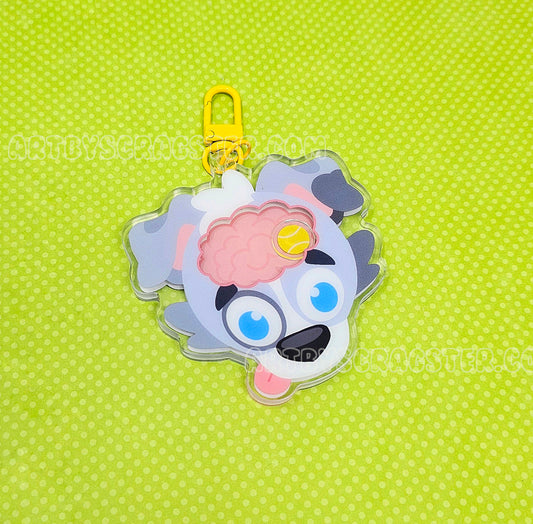 Puppy Dog Braincell 3" Acrylic Shaker Keychain
