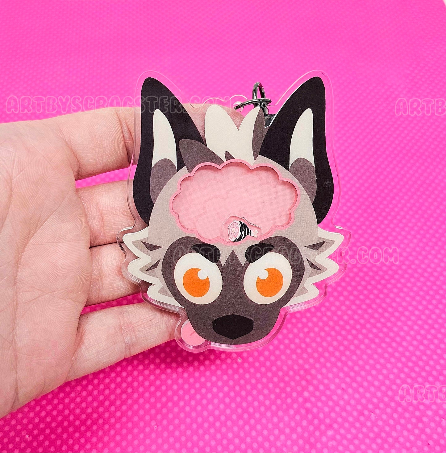 Striped Hyena Braincell 3.5" Acrylic Shaker Keychain