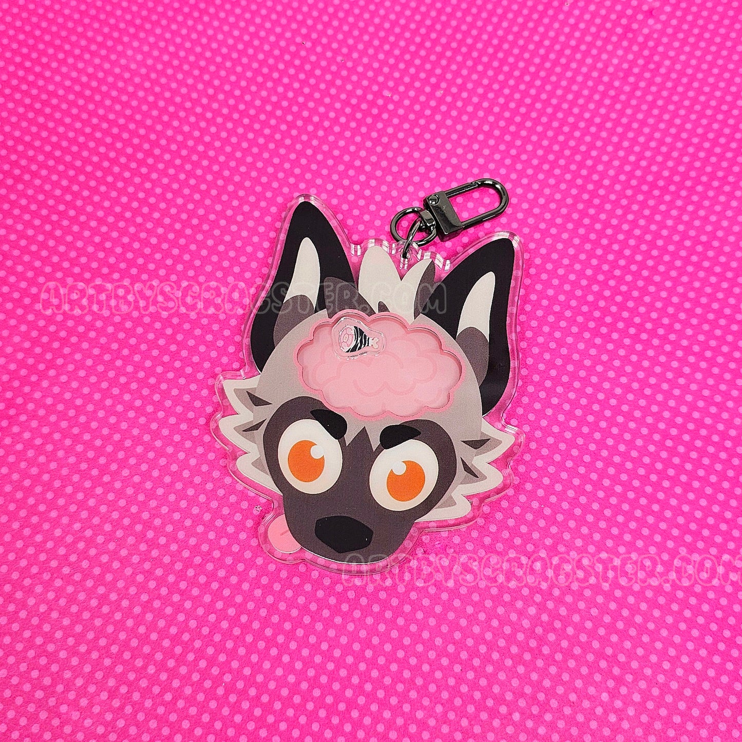 Striped Hyena Braincell 3.5" Acrylic Shaker Keychain