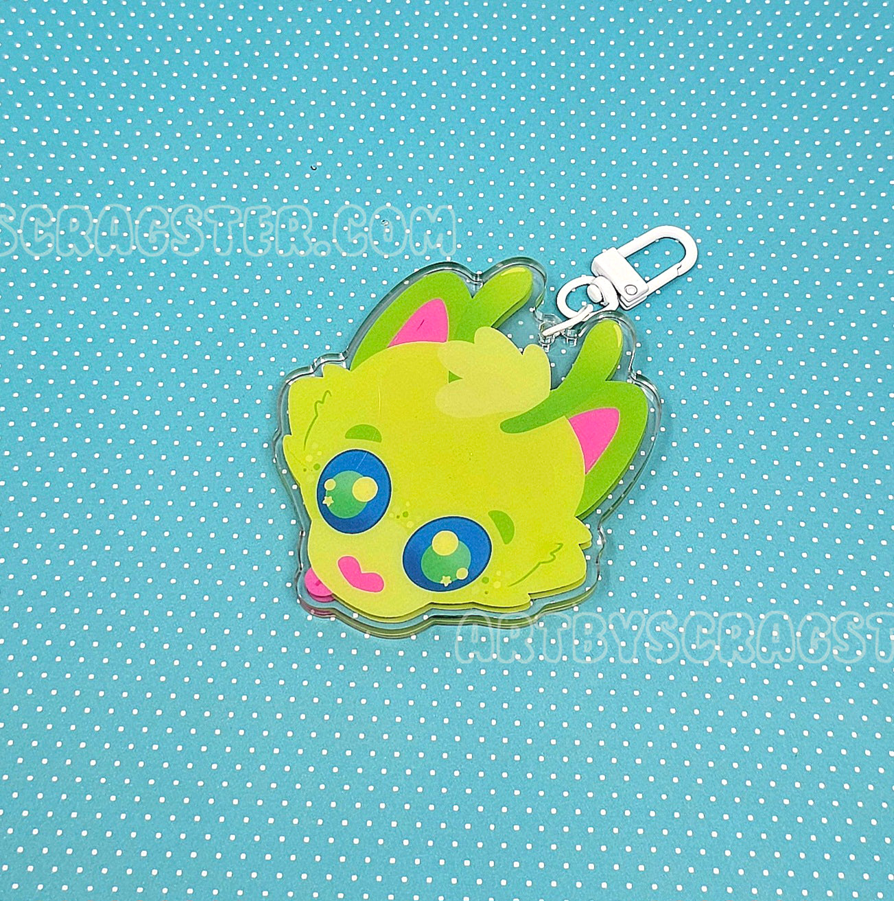 Alien Cat Braincell 3" Acrylic Shaker Keychain