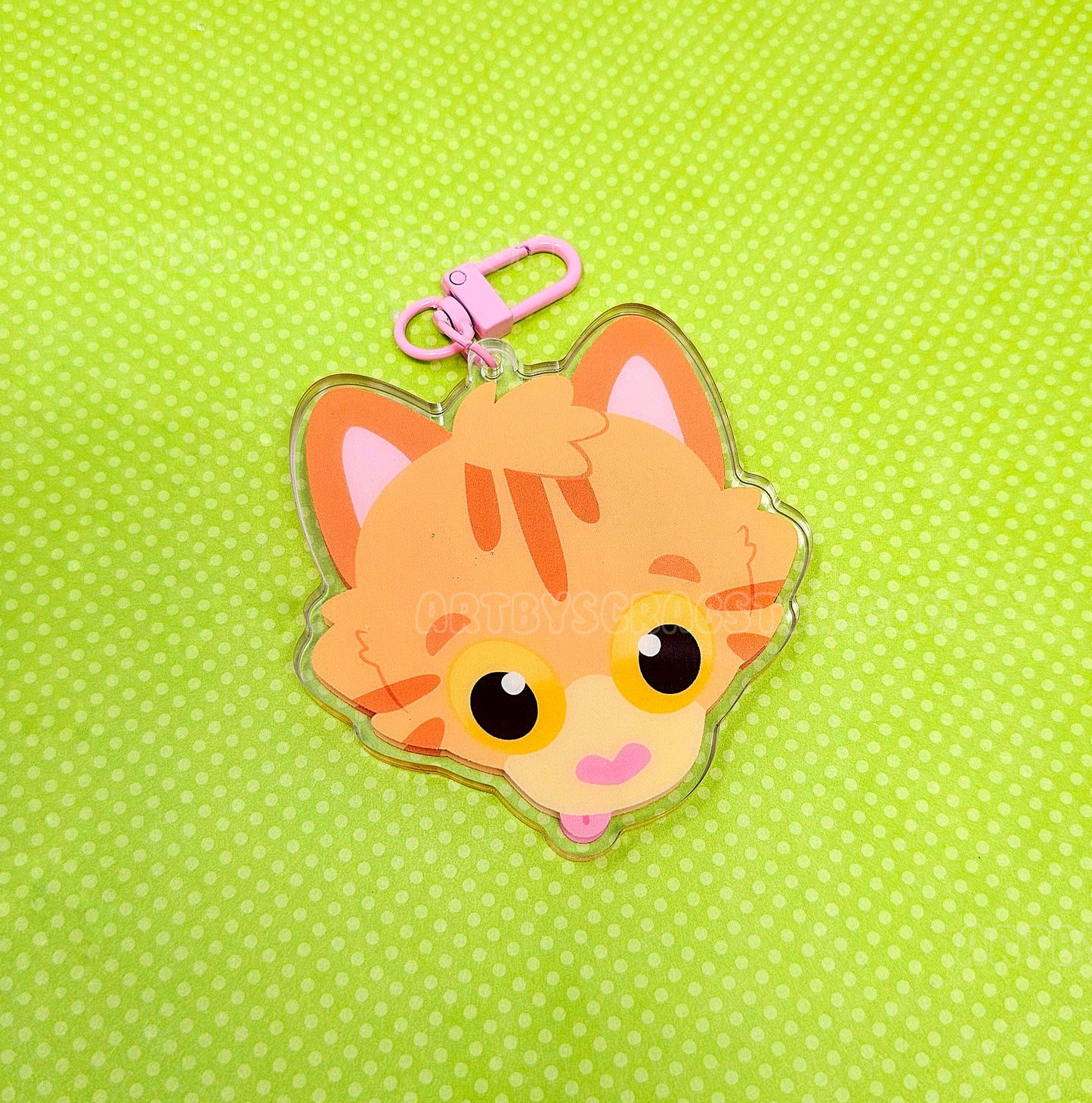 Orange Kitty Braincell 3" Acrylic Shaker Keychain