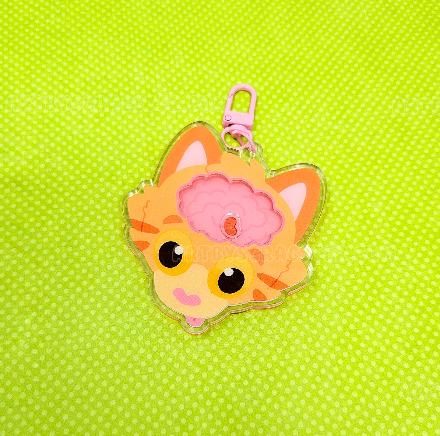 Orange Kitty Braincell 3" Acrylic Shaker Keychain