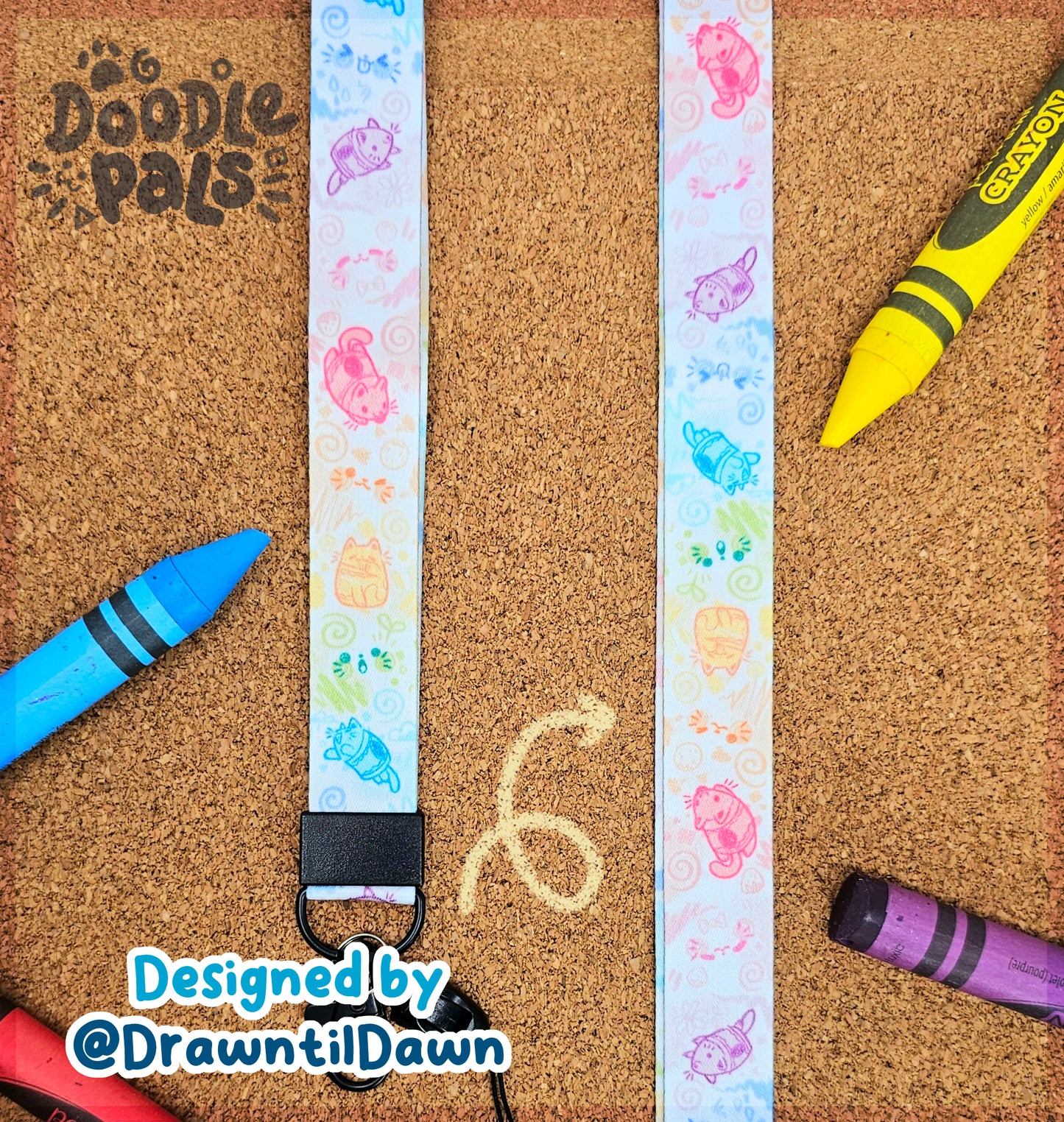 Doodle Pals Crayon Kitty Lanyard