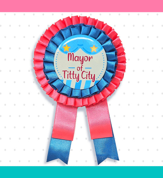 Mayor Of Titty City Pinback Ribbon Button