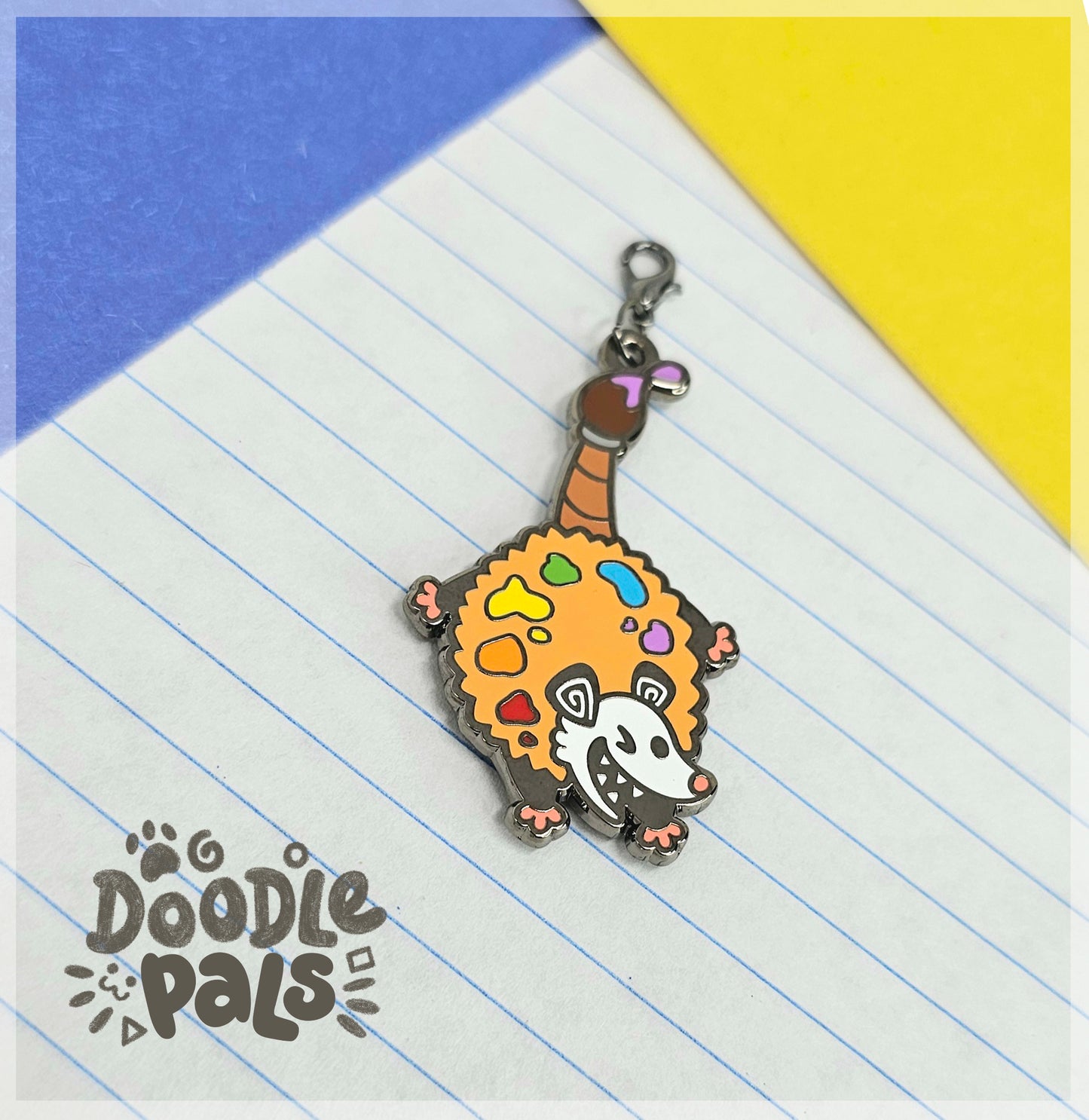 Doodle Pals Palette Opossum Hard Enamel Zipper Pull